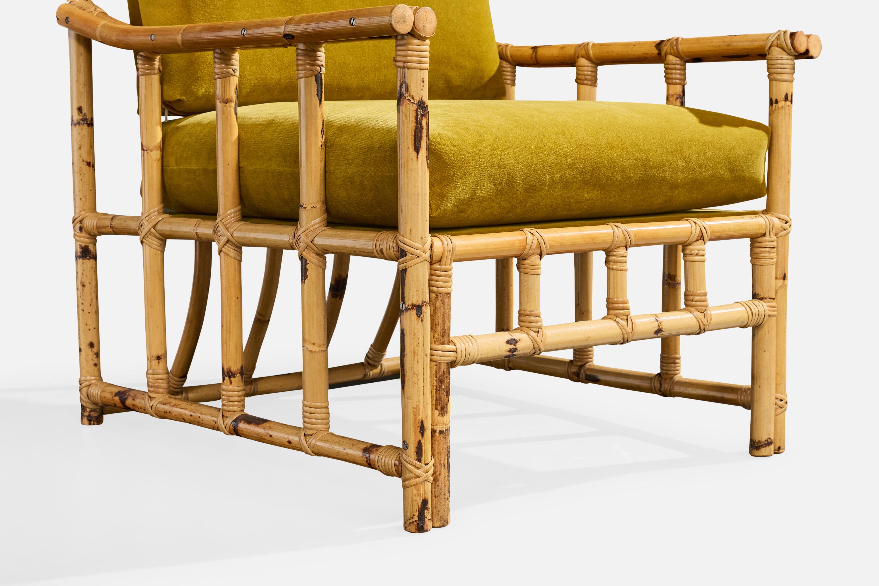 Cerdá, Sedie da salotto, Bambù, Rattan, Velluto, Spagna, anni '50 in vendita 6
