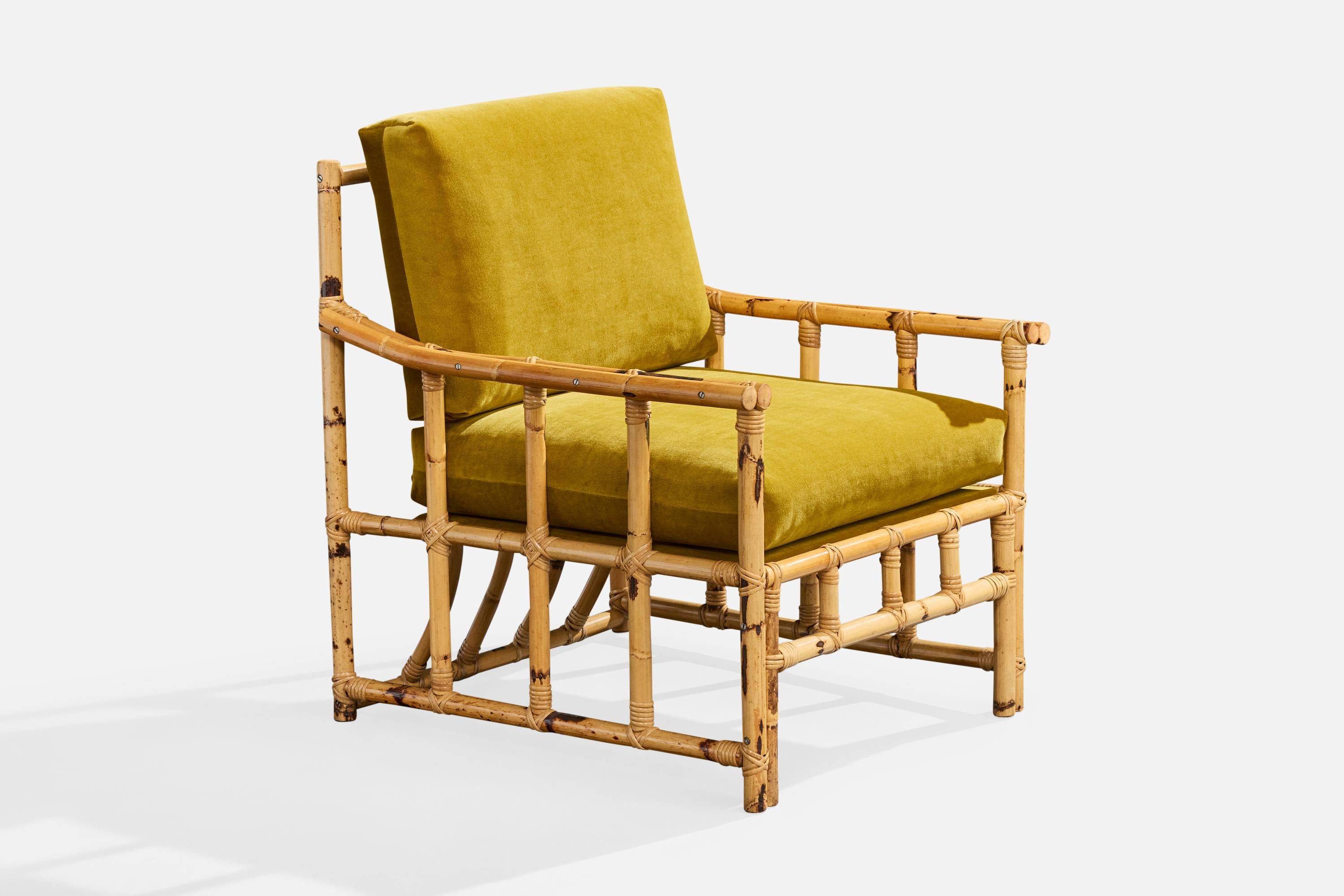 Cerdá, Sedie da salotto, Bambù, Rattan, Velluto, Spagna, anni '50 In condizioni buone in vendita a High Point, NC