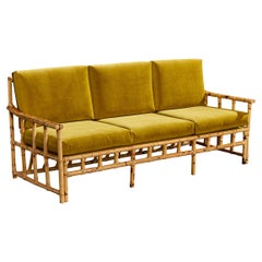 Cerdá, Divano, Bambù, Rattan, Velluto, Spagna, anni '50