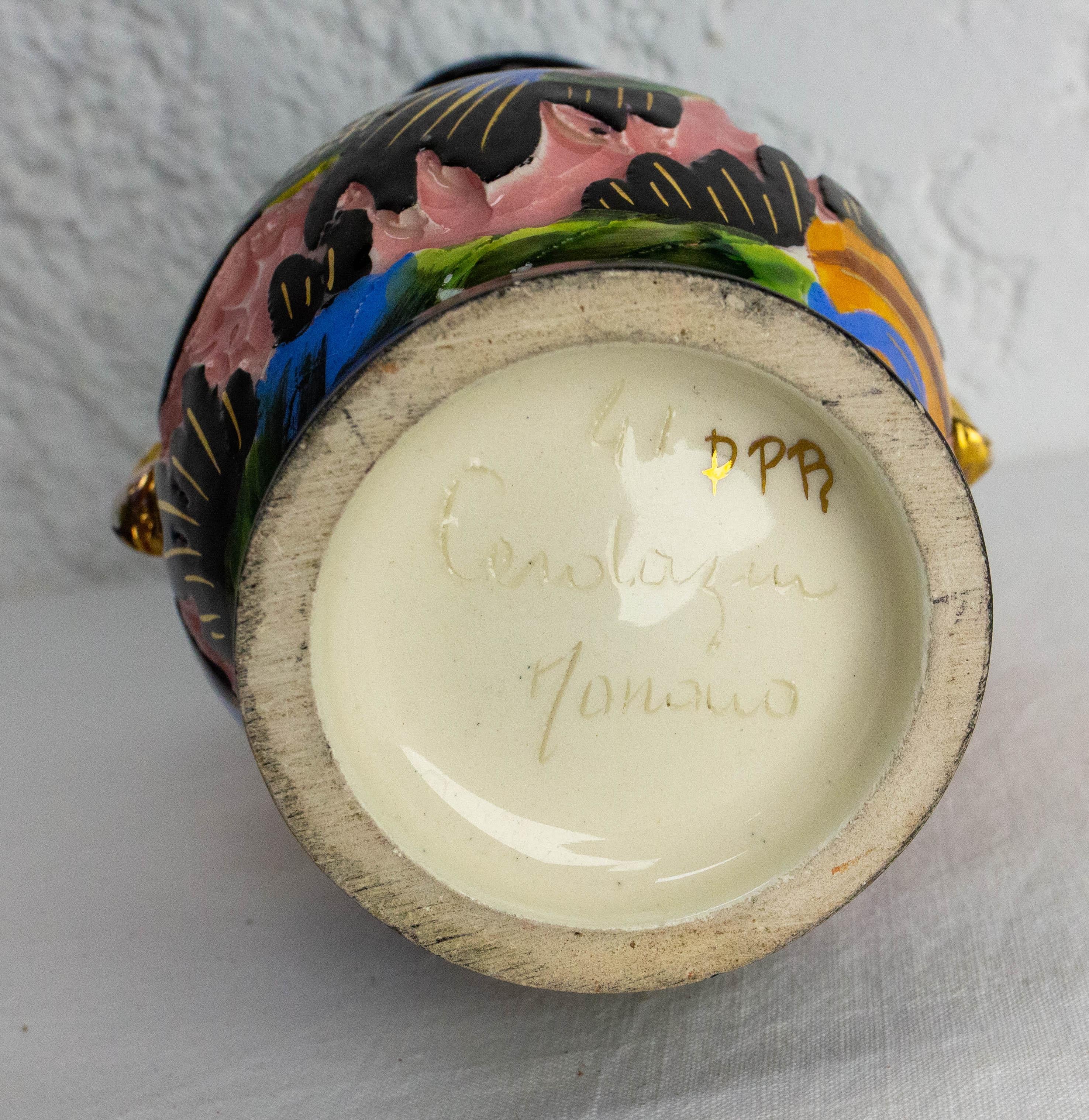 Cerdazur Monaco Ceramic Vase with Sea Decoration Mid-Century French For Sale 5