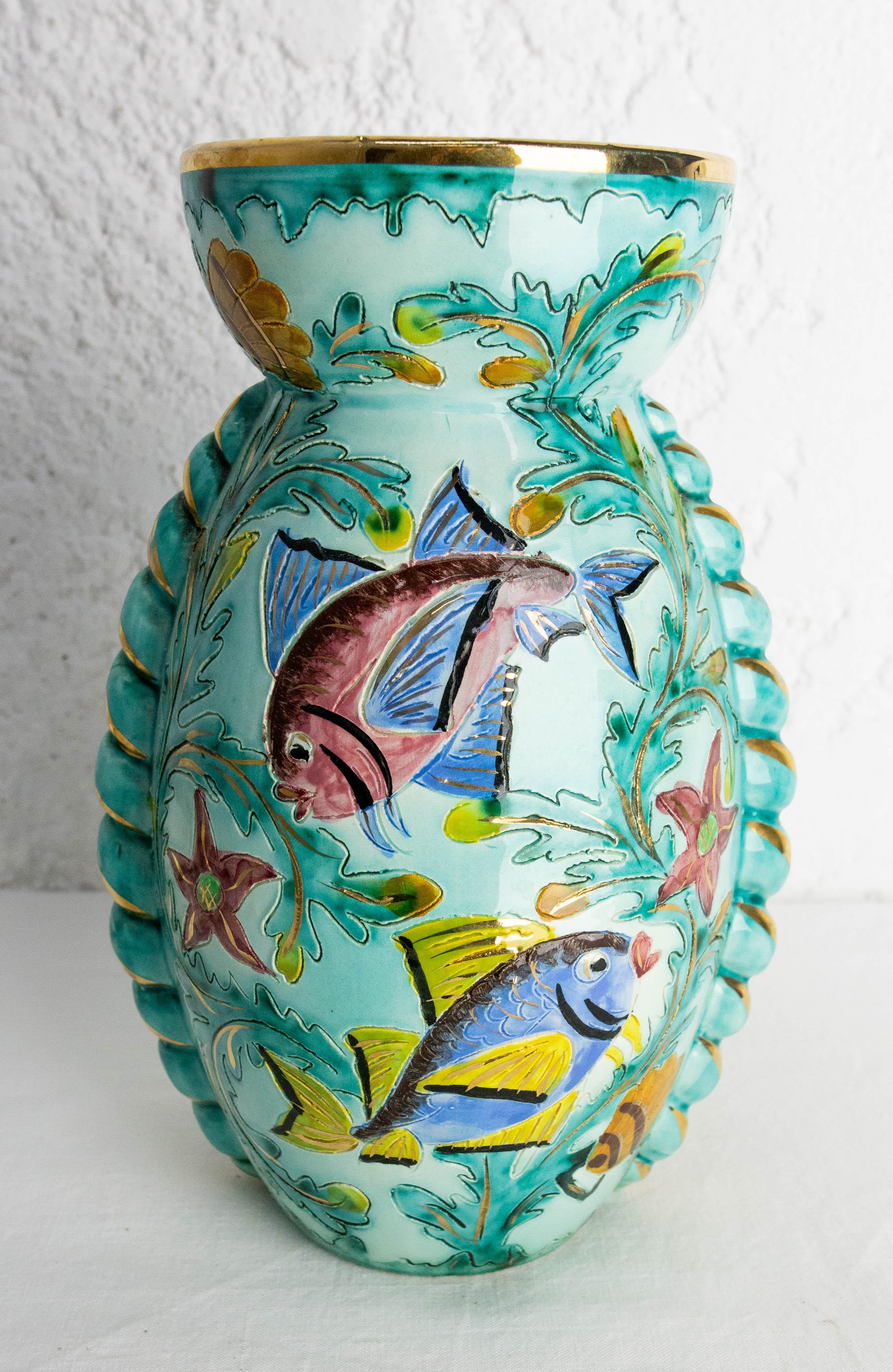 Ceramic Vase from Maison Cerdazur Monaco made circa 1970.
The Manufacture de Porcelaine de Monaco was founded in 1972 by Erich Rozewicz with the support of Their Serene Highnesses Princess Grace of Monaco and Prince Rainier III of Monaco.
The
