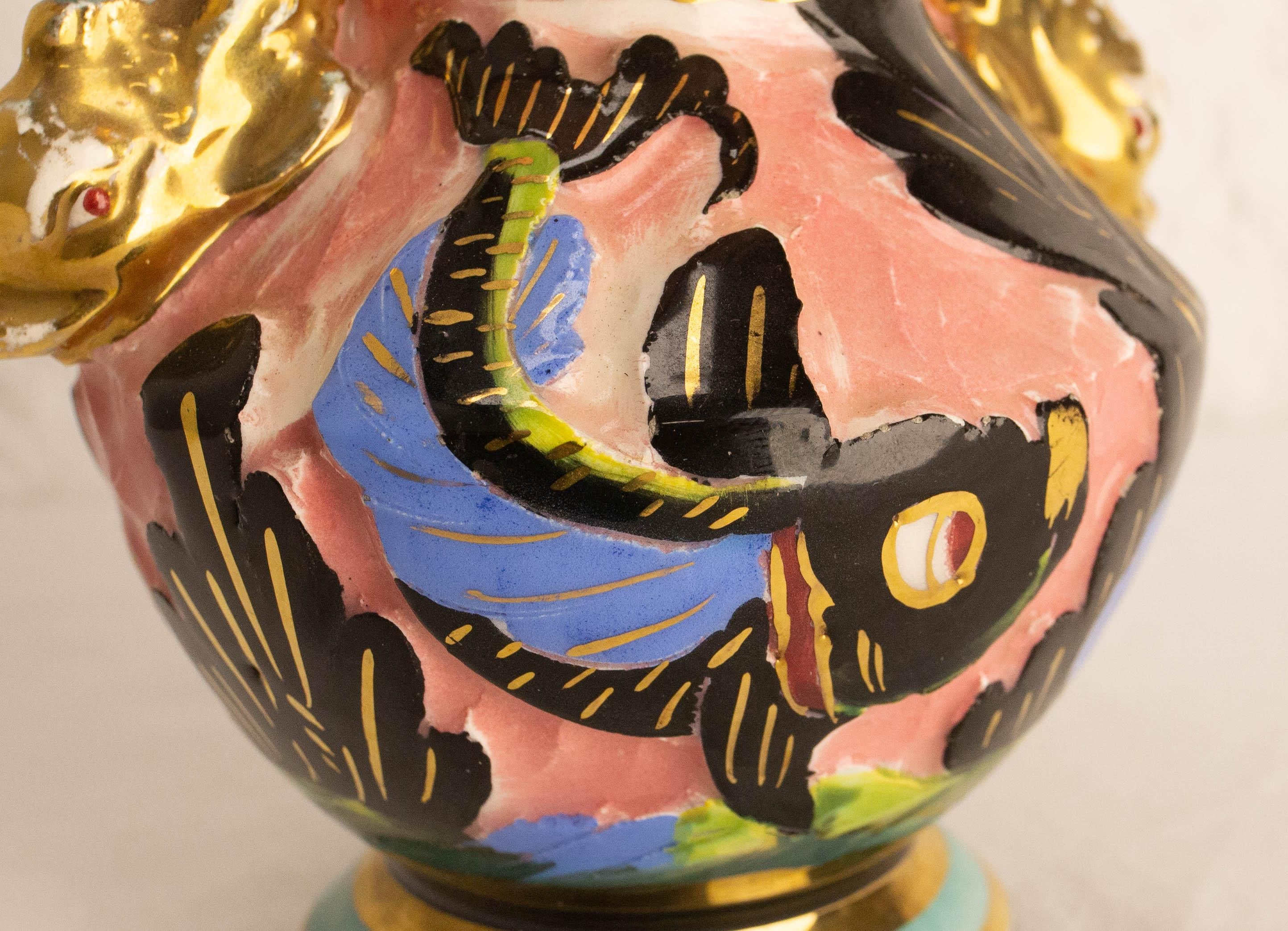 Cerdazur Monaco Ceramic Vase with Sea Decoration Mid-Century French For Sale 4