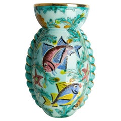 Cerdazur Monaco Ceramic Vase with Sea Decoration Mid-Century French