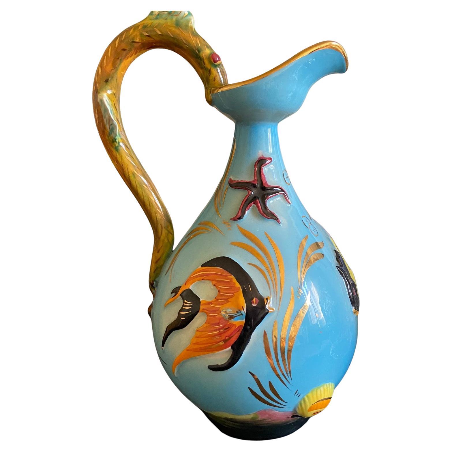 Cerdazur Monaco small Soliflore Vase Ewer Pitcher circa 1960 For Sale