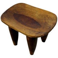 Ceremonial African Curved Wood Bench Seat Pedestal