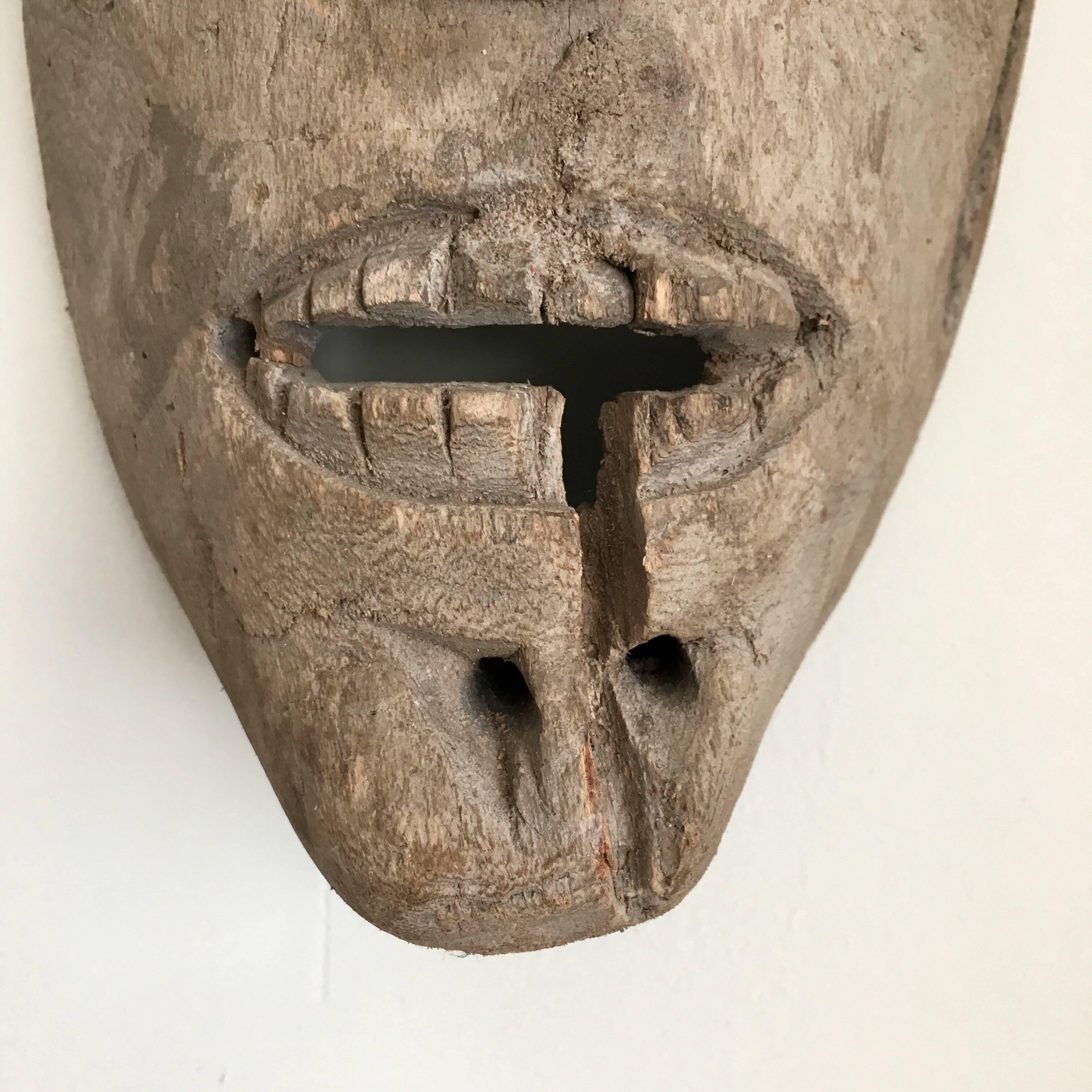 Rustic Ceremonial Deer Mask from Mexico