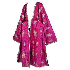 Antique Ceremonial kaftan in gold brocaded damask with two-headed eagles - Uzbekistan