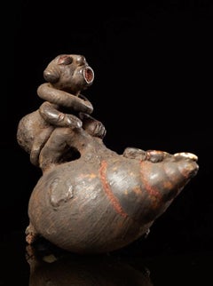 Ethnic Design-Ceremonial Monkey Figure on Snailshell, German Coll., Bulu People