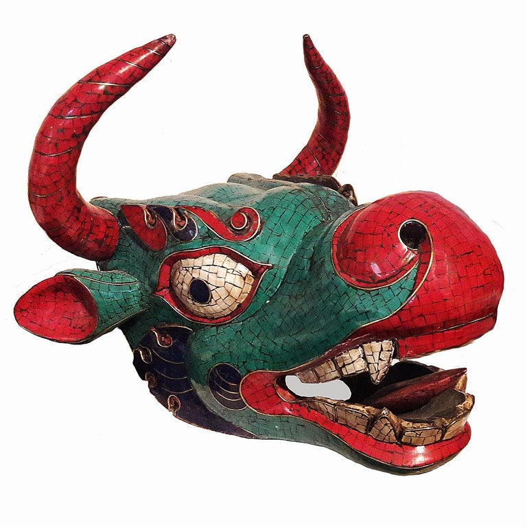 Ceremonial Ox Mask from Bhutan at 1stDibs | bhutan masks for sale