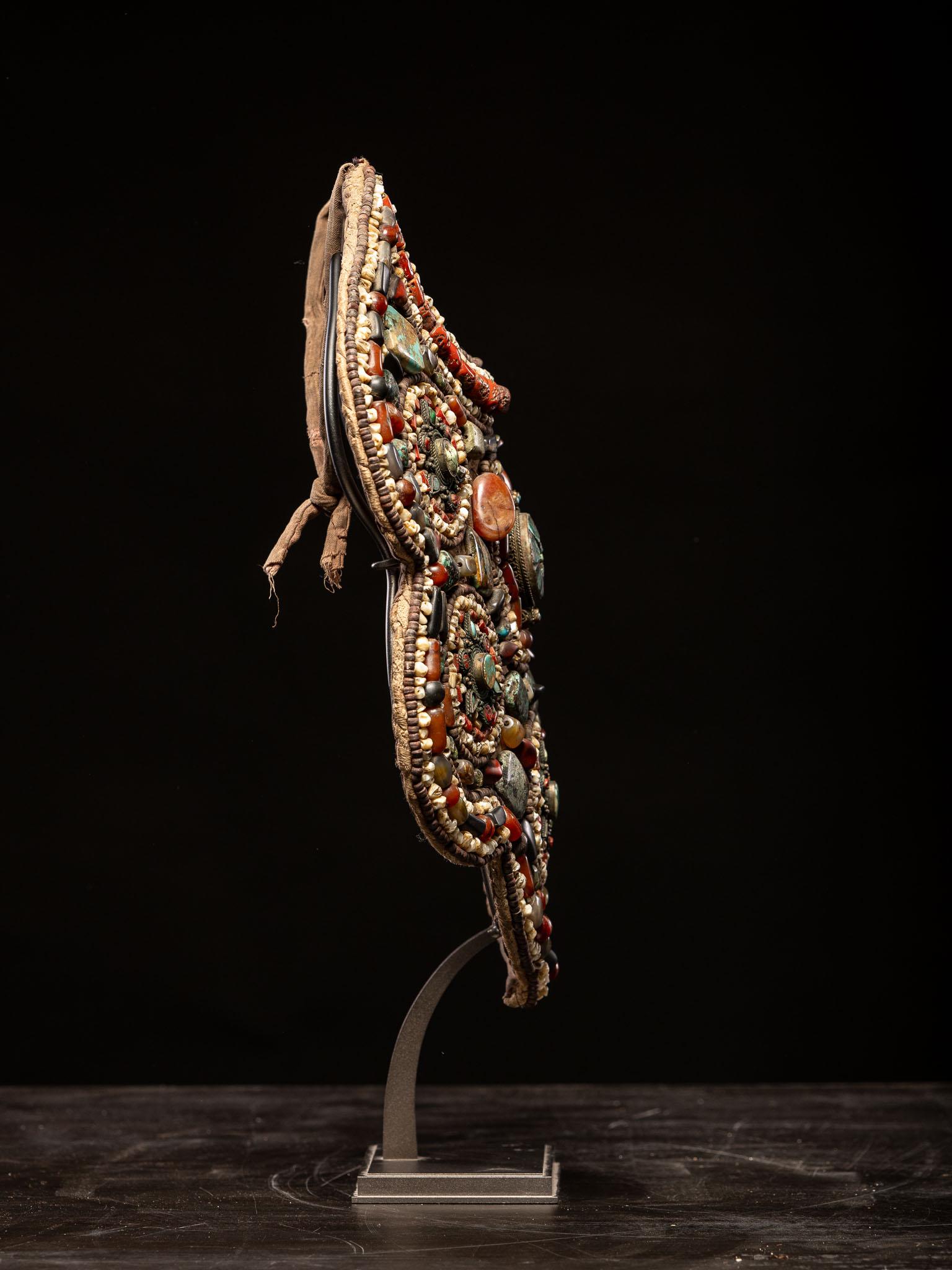 Hand-Crafted Ceremonial pectoral plastron in the form of a half moon, Tibet, 19-20th C For Sale