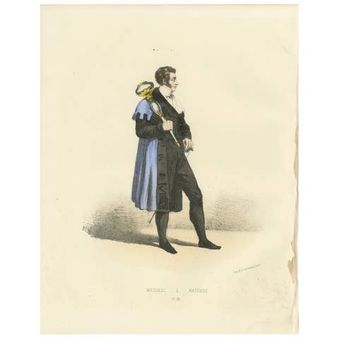 Ceremonial Prestige: Handcolored Print of a Massier, Plate 23, 1862