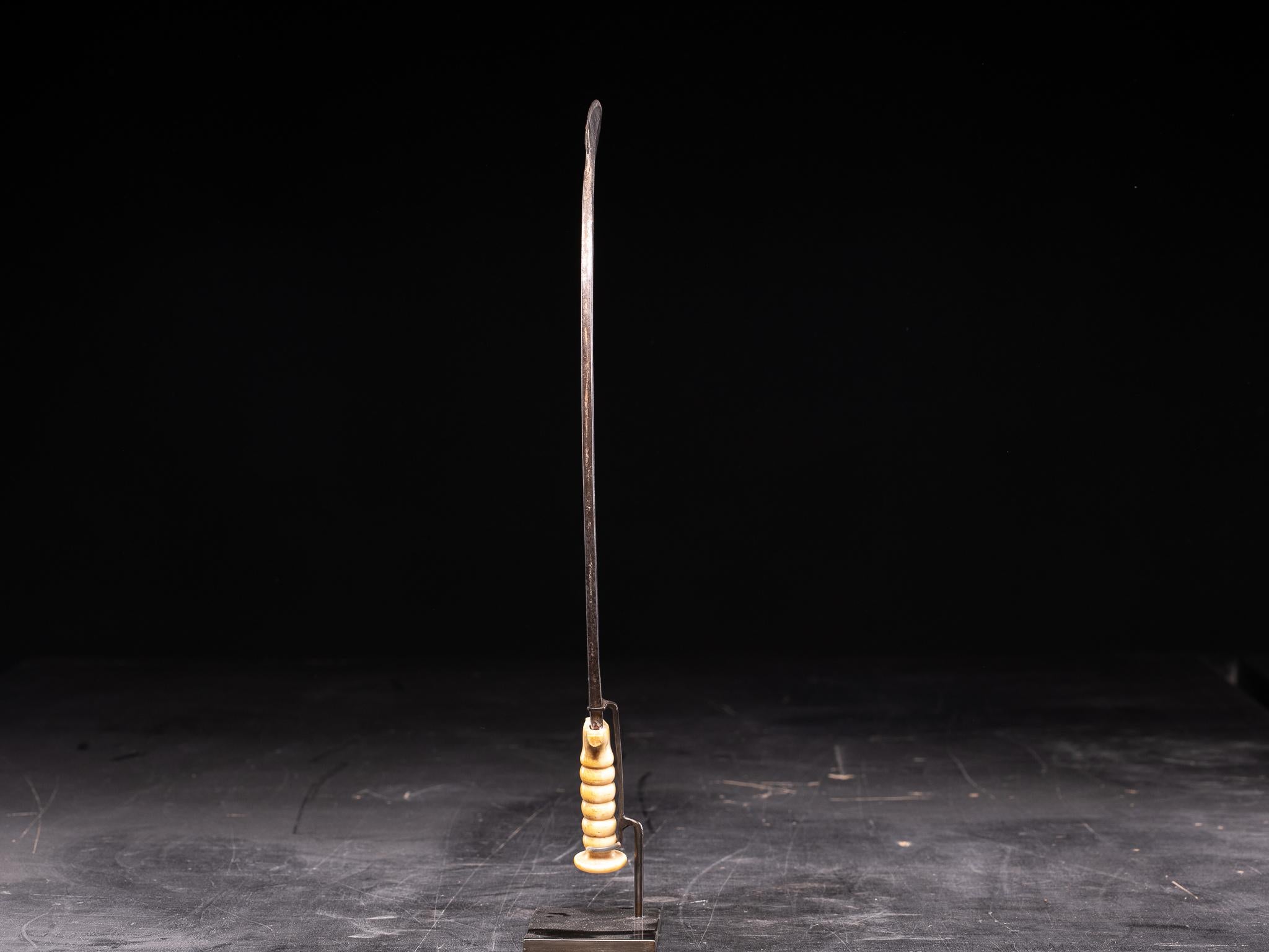 20th Century Ceremonial Sickle knife with design handle, Zande People, DRC.