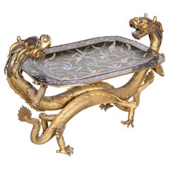 Antique Ceremonial stand from the Qianlong period (1736-1795) in the shape of a dragon