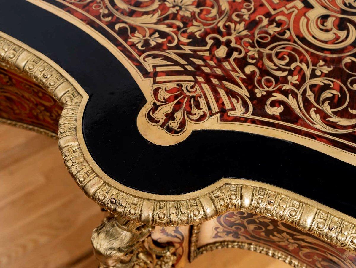 Fruitwood Ceremonial Table Marquetry André Boulle - Violin Shape - Period: XIXth For Sale