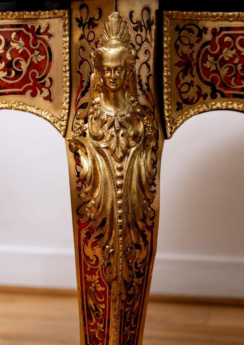 Napoleon III Ceremonial Table Marquetry André Boulle - Violin Shape - Period: XIXth For Sale