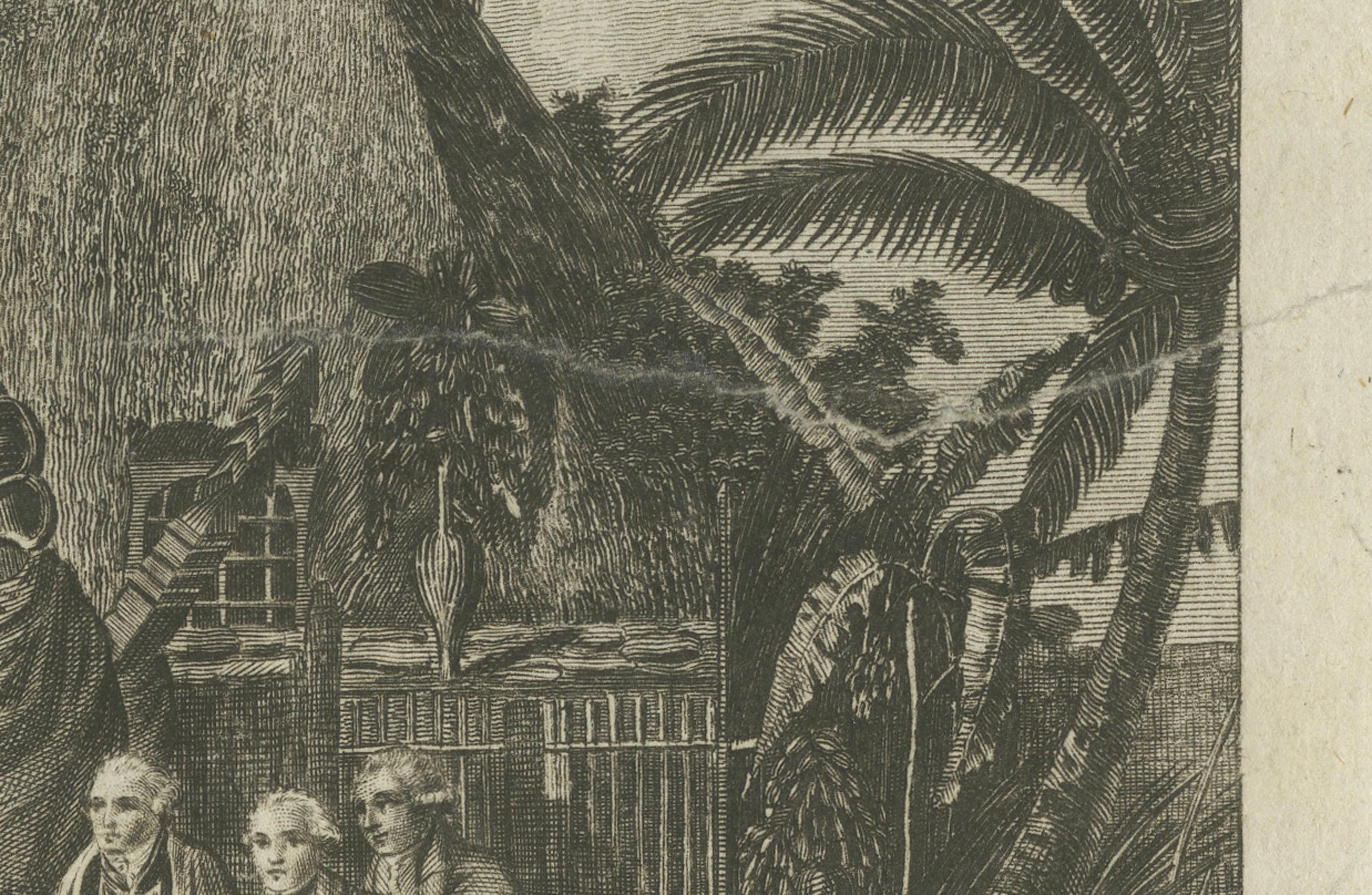 Zeremonieller Tribut an Kapitän Cook im hawaiianischen Archipel, um 1790 im Zustand „Relativ gut“ im Angebot in Langweer, NL