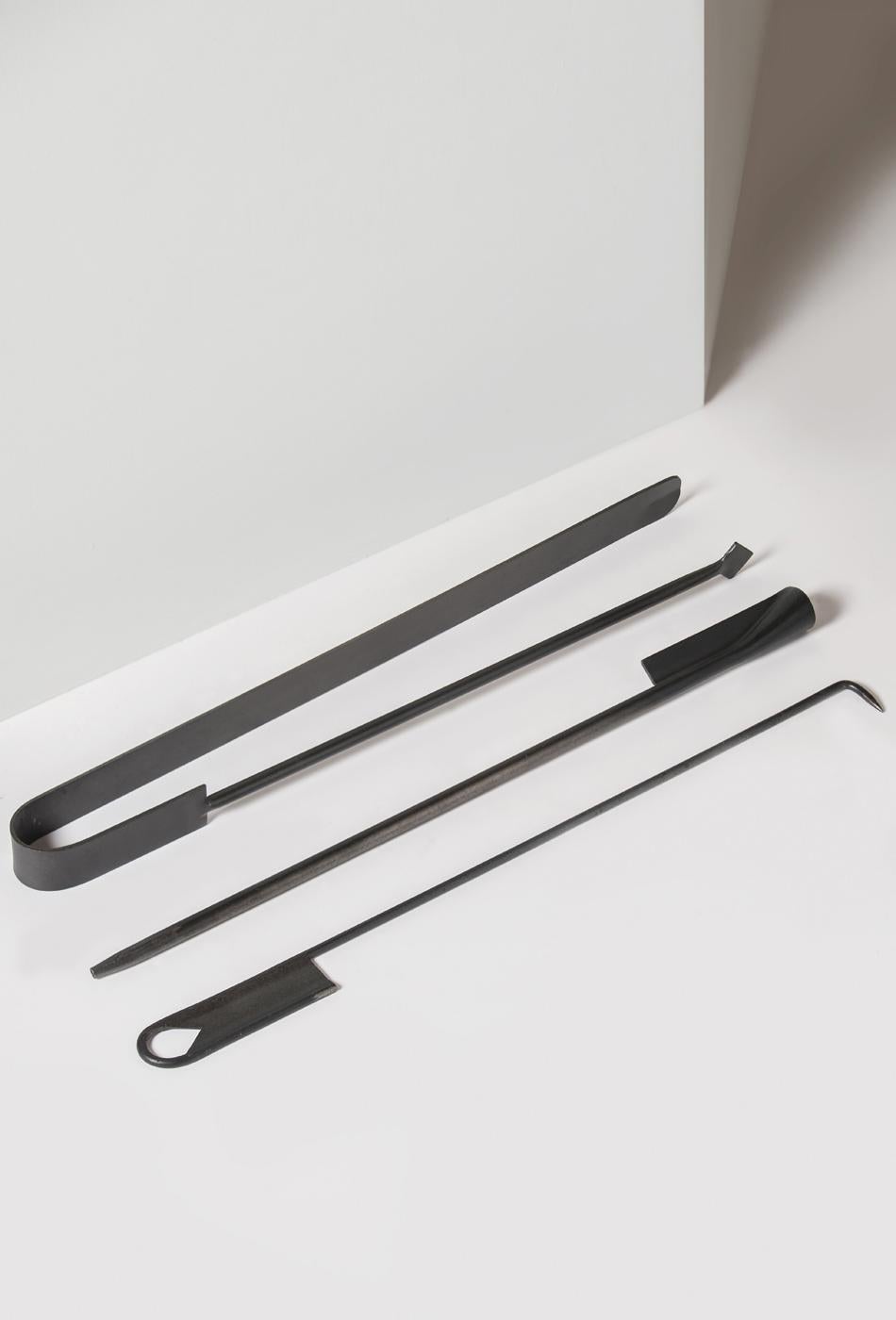 Welded Ceremony Fireplace Tool Set, Designer Ambroise Maggiar, Made by Flli. Argiolas For Sale