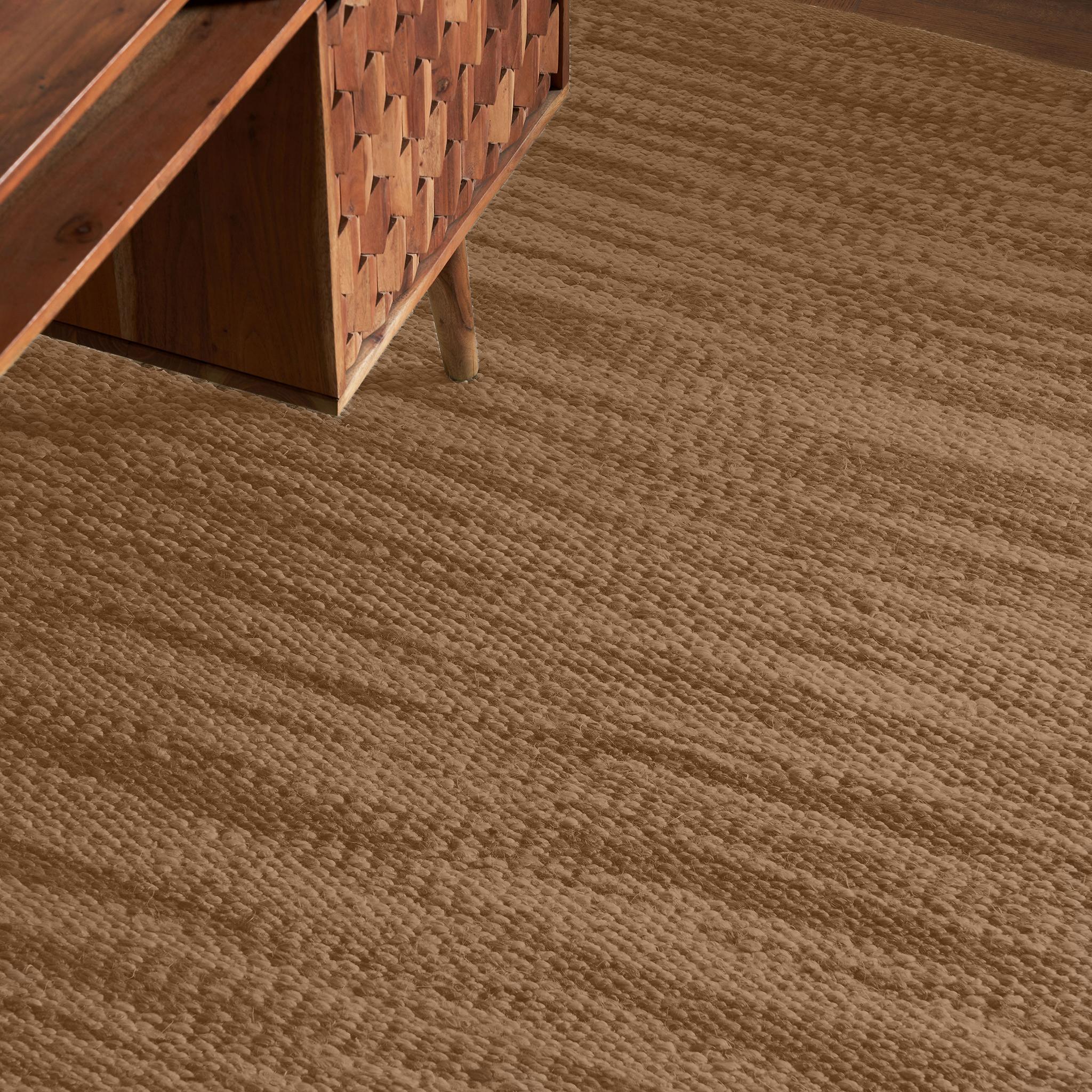 Ceres 6x9ft mocha 100% handgesponnene Jute Ranken Design Luxus handgewebten Teppich (Indisch) im Angebot
