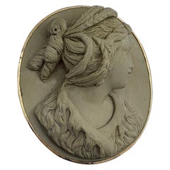Ceres Roman Goddess Of The Earth Lava Cameo Brooch Victorian Cerere Fur Cloak