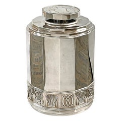 "Ceres, Wheat & Hops, " Extraordinary, Art Deco Sterling Silver Canister, Sweden