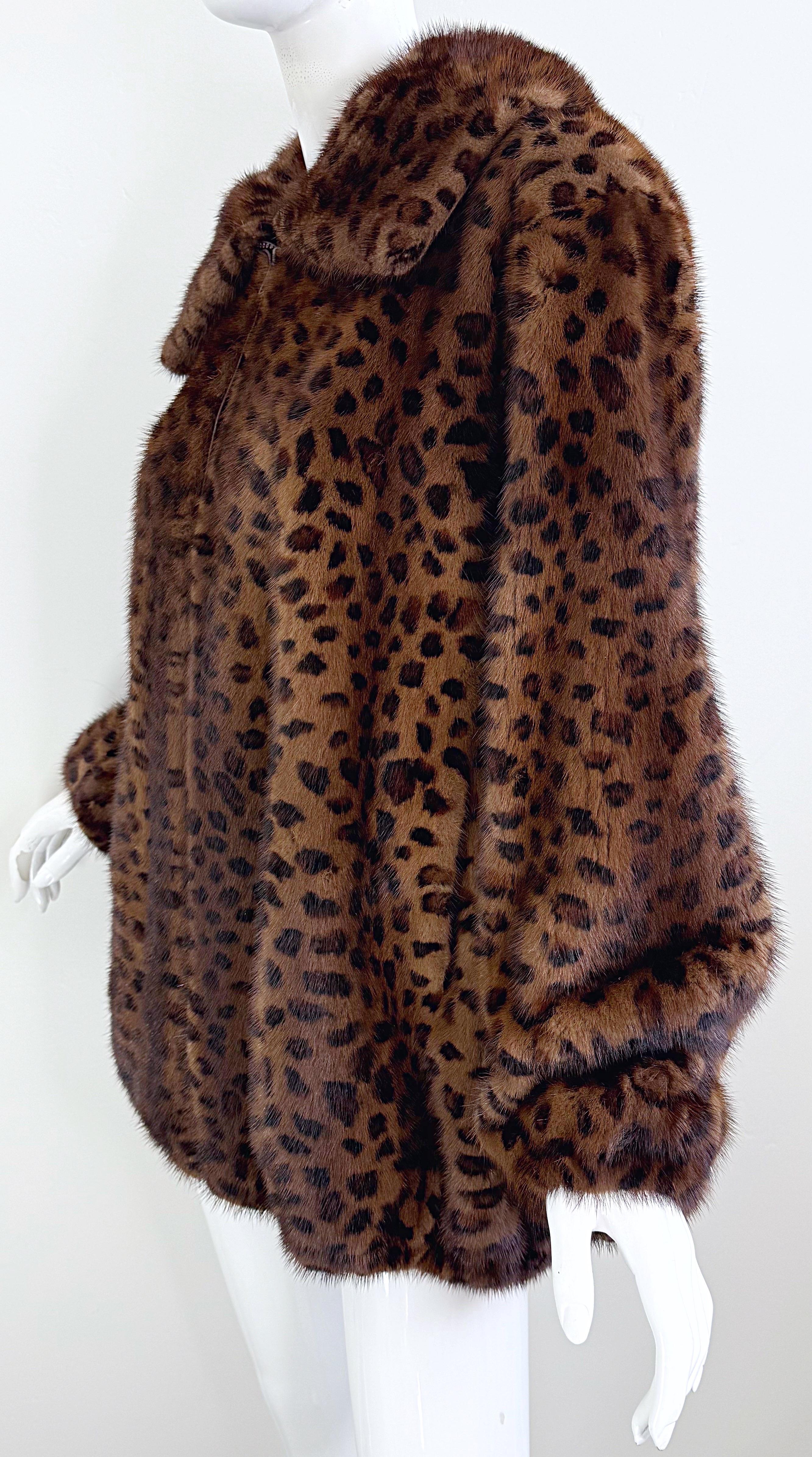 Ceresnie & Offen 1980s Mink Fur Leopard Print Vintage 80s Oversize Bomber Jacket For Sale 5