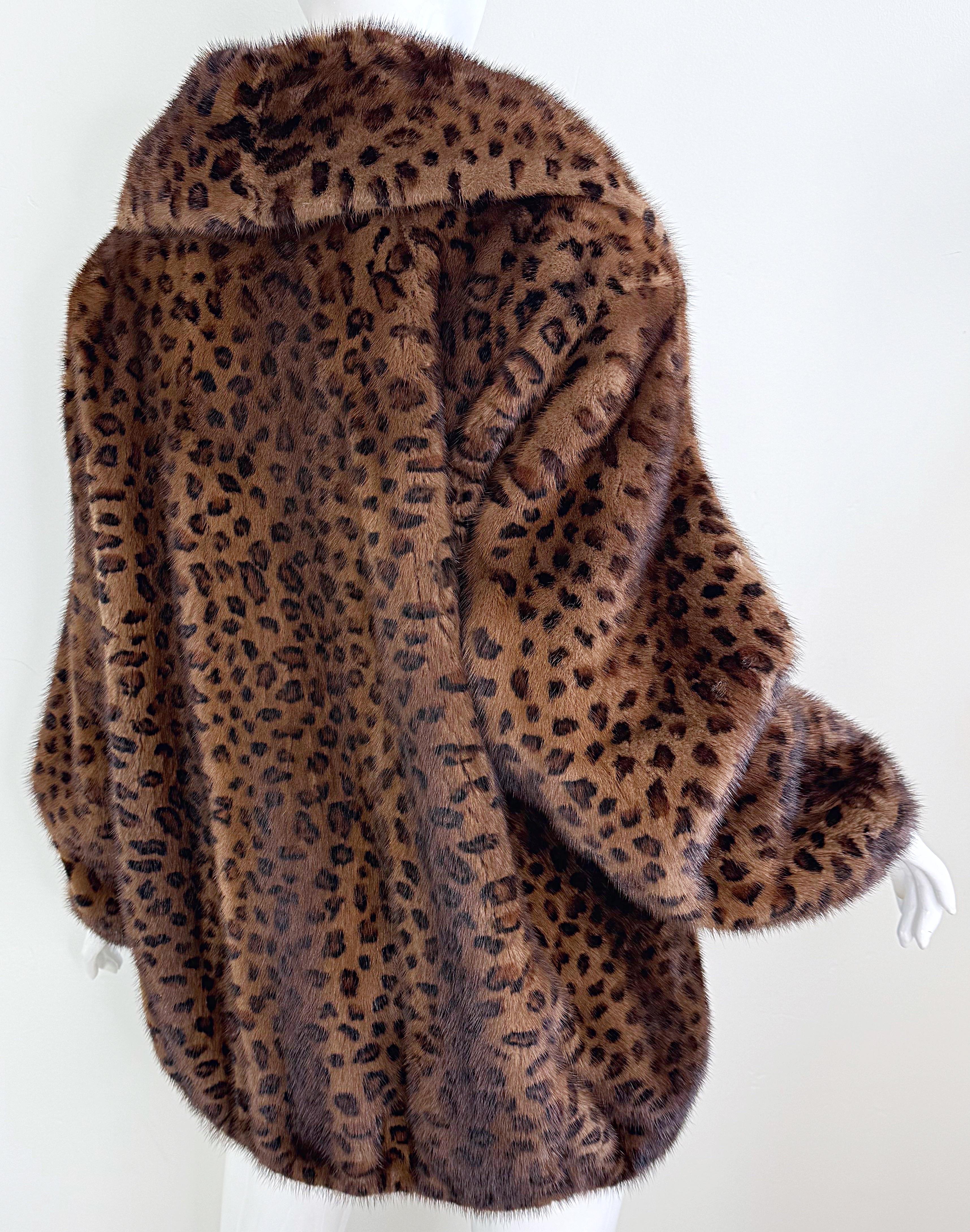 Ceresnie & Offen 1980s Mink Fur Leopard Print Vintage 80s Oversize Bomber Jacket For Sale 11