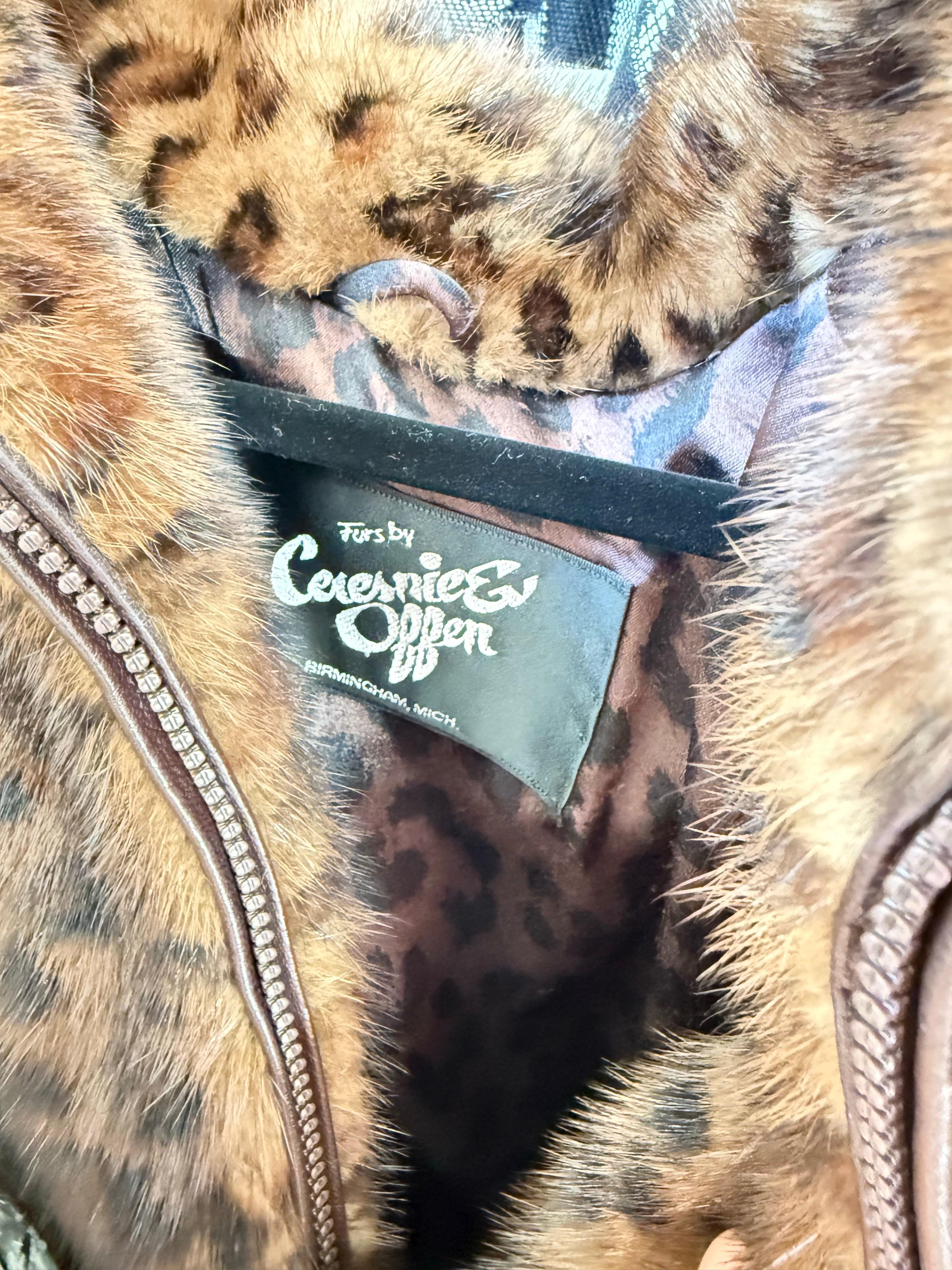 Women's or Men's Ceresnie & Offen 1980s Mink Fur Leopard Print Vintage 80s Oversize Bomber Jacket For Sale