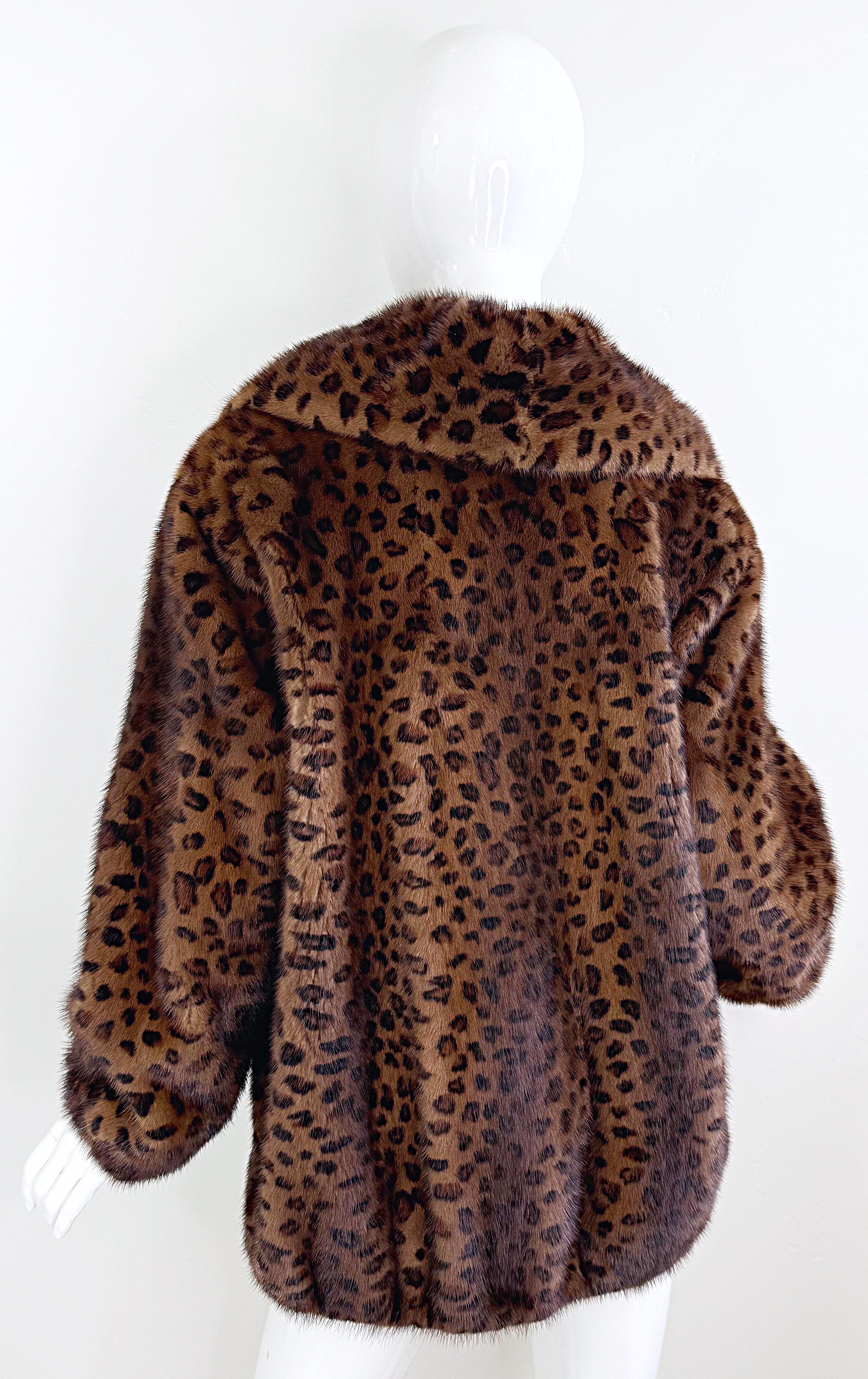 Ceresnie & Offen 1980s Mink Fur Leopard Print Vintage 80s Oversize Bomber Jacket For Sale 2