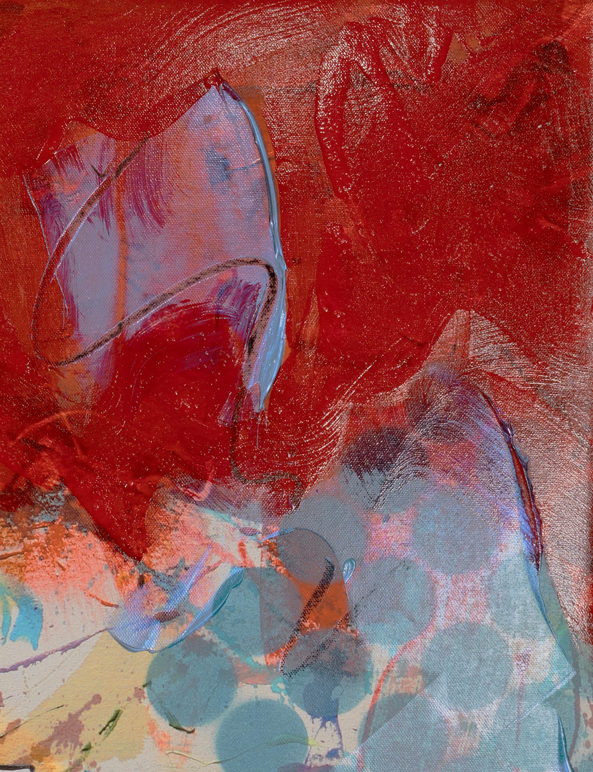 Cerevolo Pintura La Ciudad Rojo Firmado Arte Pop Urbano Pintura Acrílica Lienzo 2000 en Bueno estado para la venta en Keego Harbor, MI
