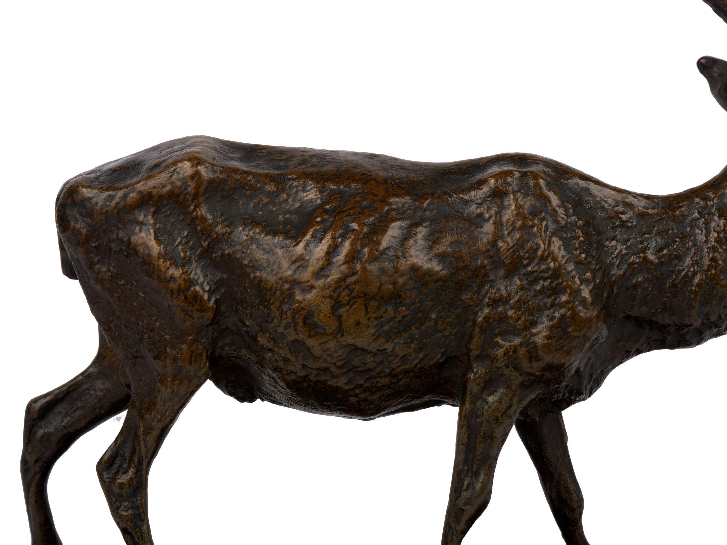 “Cerf Commun” Antique Bronze Sculpture by Pierre Jules Mene, Atelier Cast 5