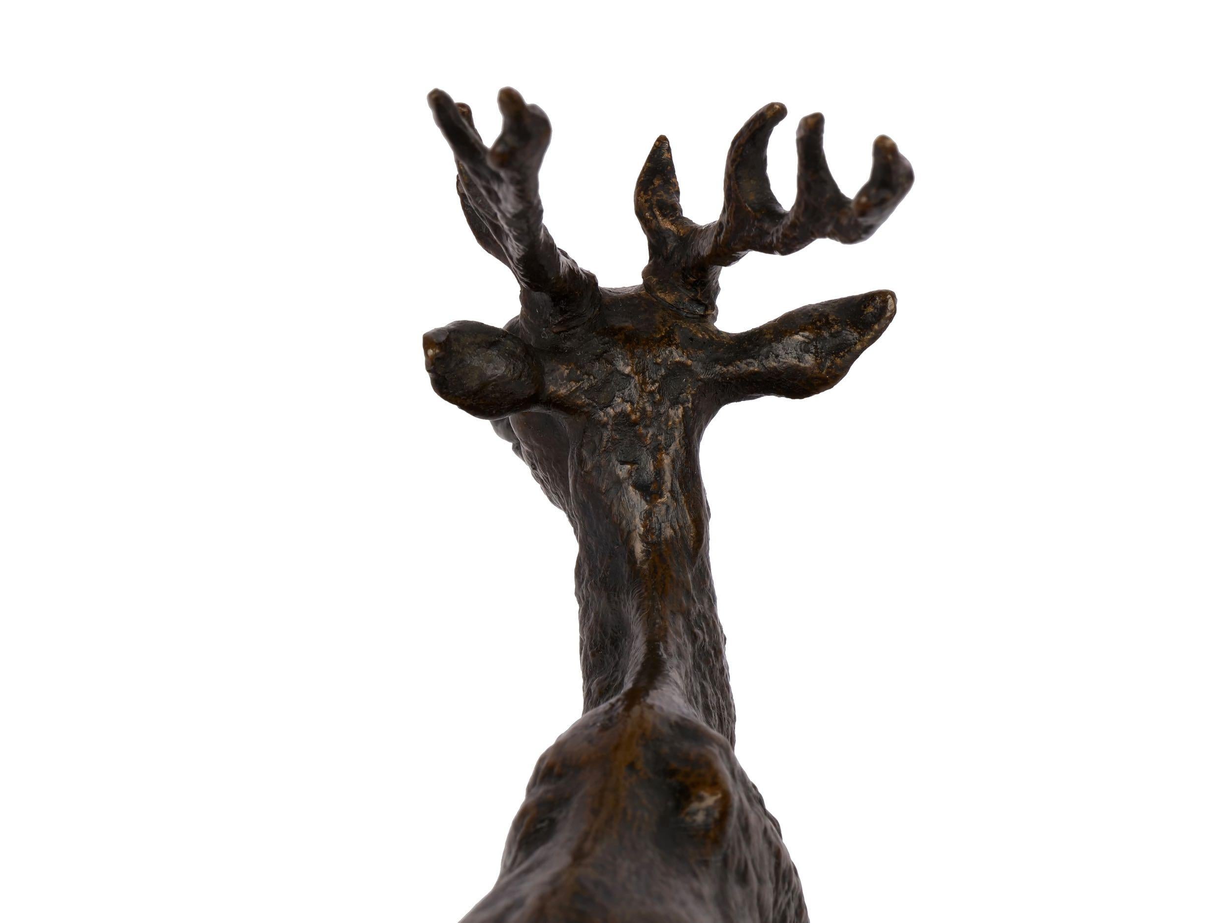 “Cerf Commun” Antique Bronze Sculpture by Pierre Jules Mene, Atelier Cast 3