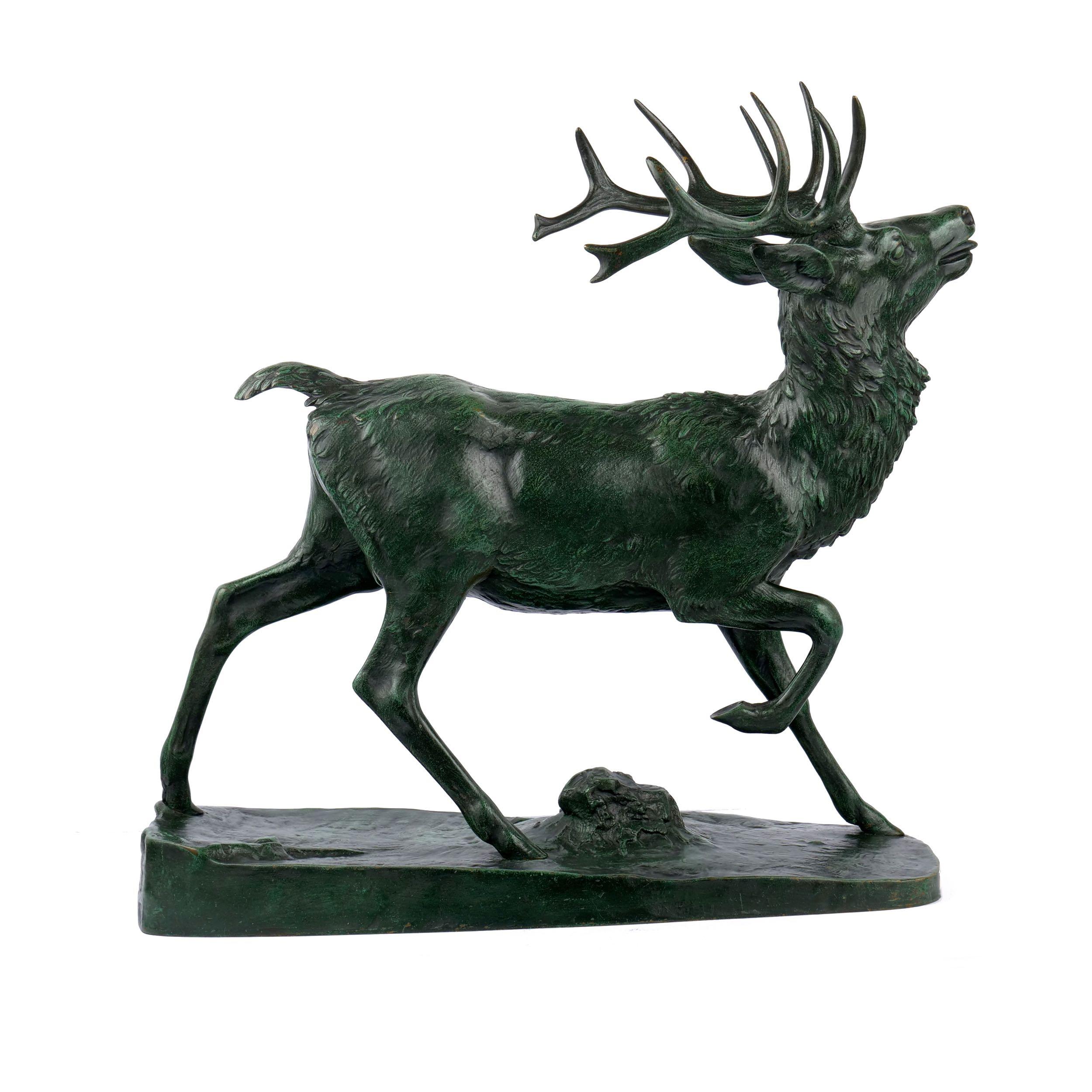 While Antoine-Louis Barye was still relatively unknown and prior to his 1830 initial exhibition at the Paris Salon, in 1829 Susse Freres bought the rights to three of his stag subjects including Cerf Debout. While it was included in their 1844 sales