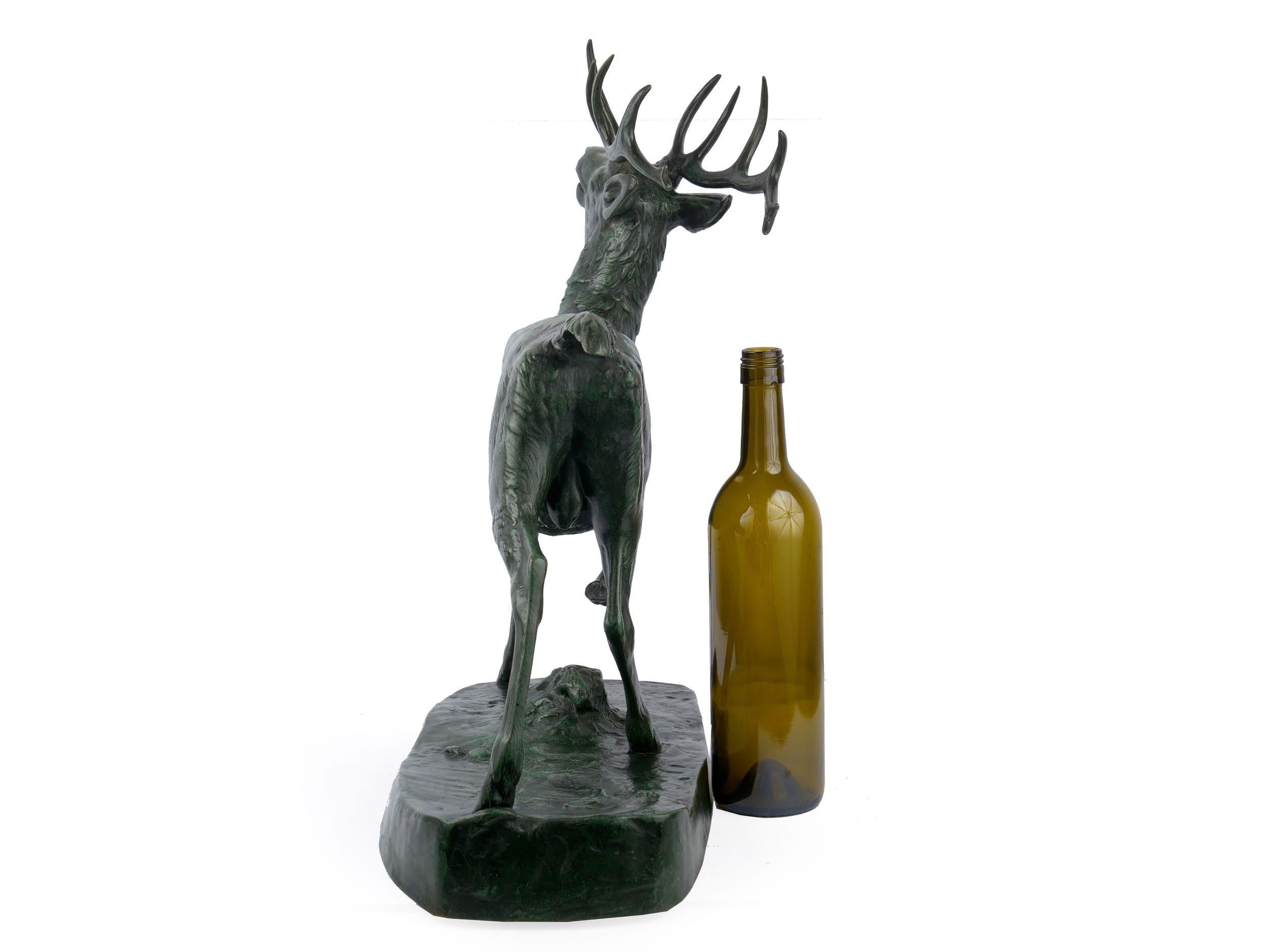 “Cerf Debout” Stag Standing Sculpture, Antoine-Louis Barye, circa 1850-1870 In Good Condition In Shippensburg, PA