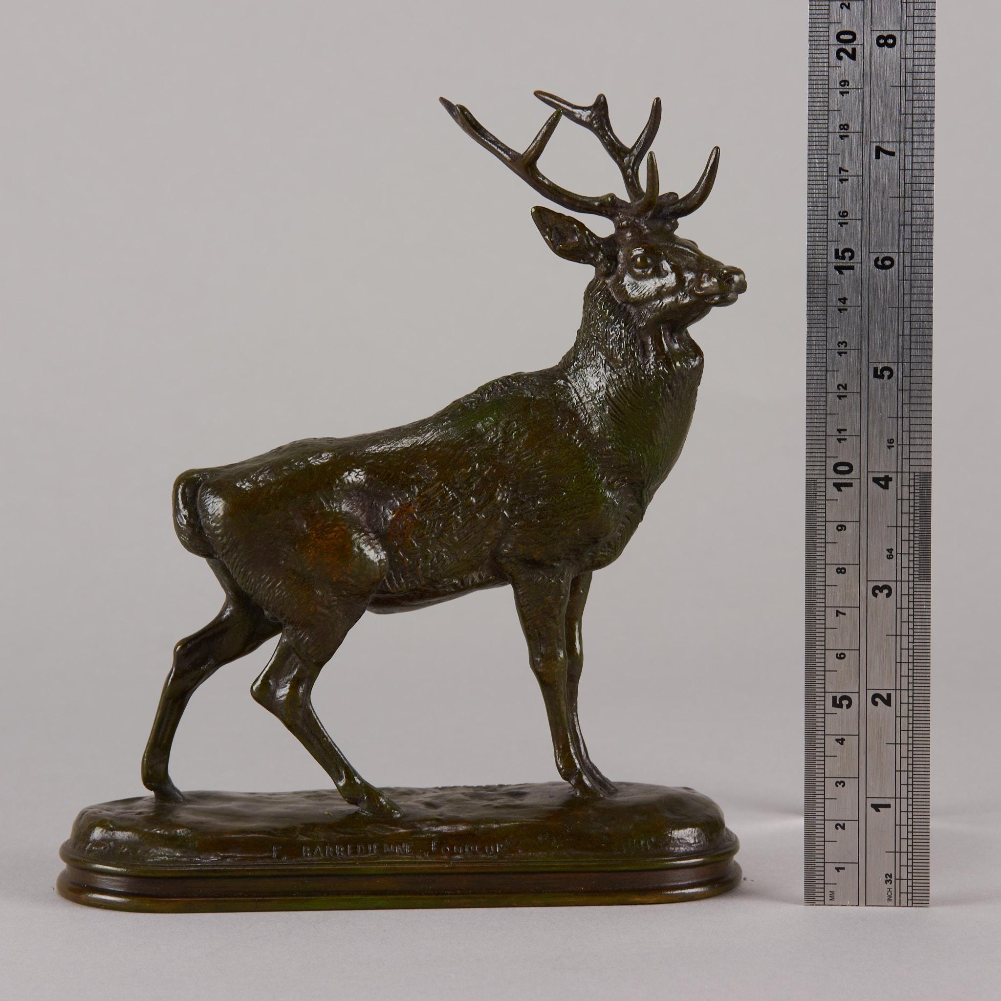 “Cerf qui Écoute” French Animalier Bronze by A L Barye, circa 1875 5