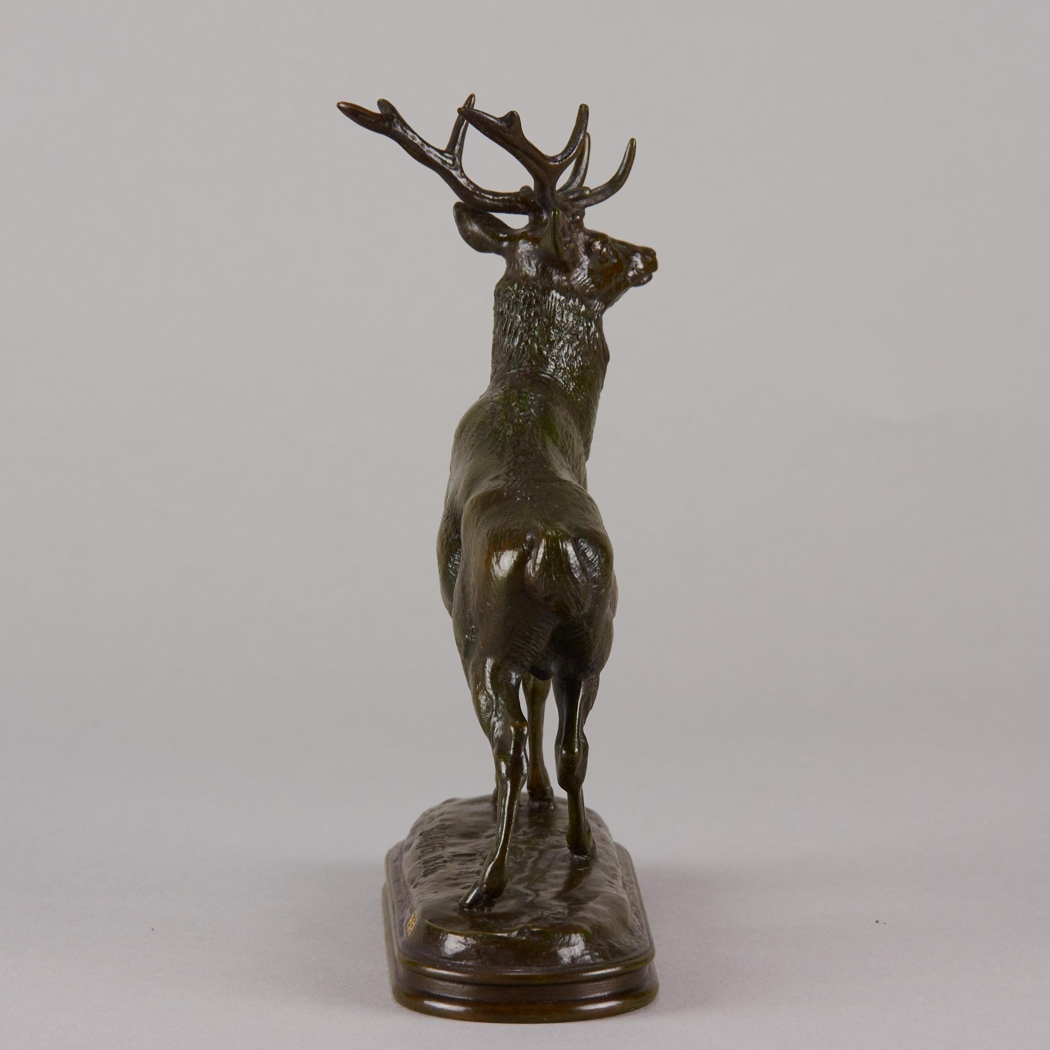“Cerf qui Écoute” French Animalier Bronze by A L Barye, circa 1875 3