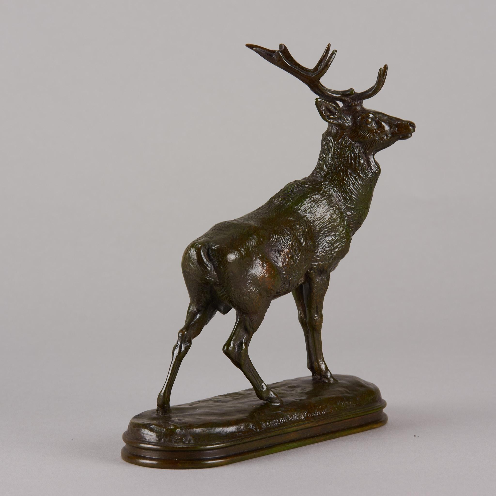 “Cerf qui Écoute” French Animalier Bronze by A L Barye, circa 1875 4