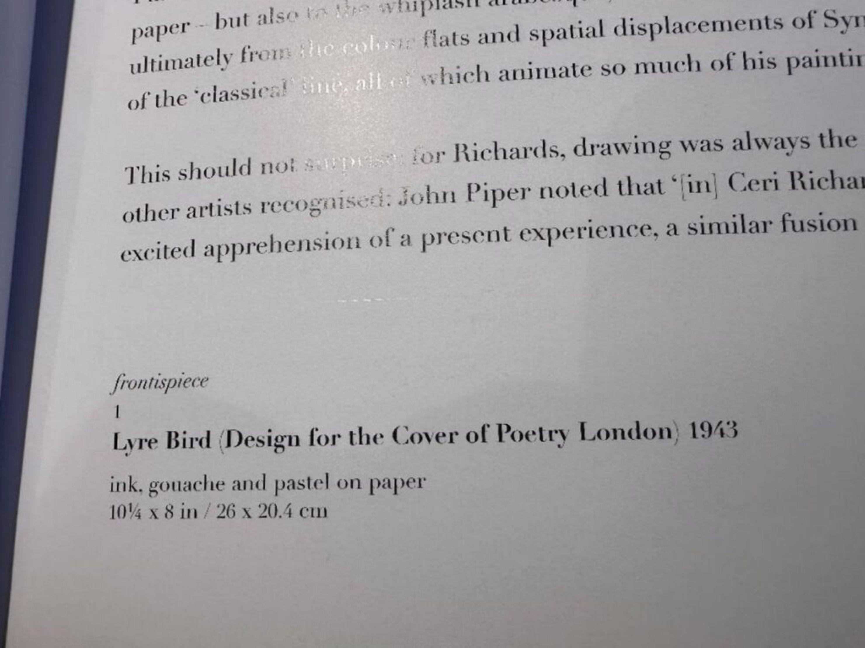 Pájaro Lira (Diseño para la portada de Poetry London), 1943, Tinta, gouache y pastel en venta 1