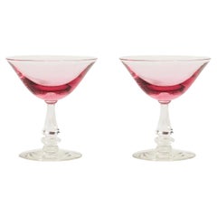 Cerise Pink Crystal Cocktail Glasses, Set of Six