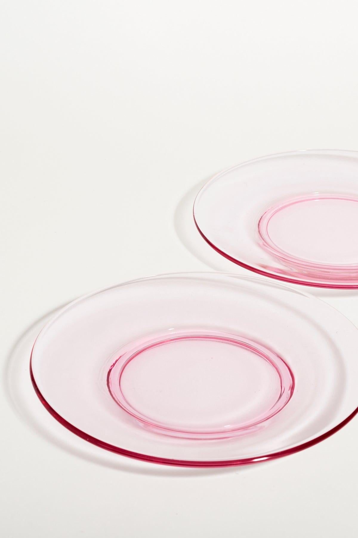 Beautiful cerise pink glass plates.