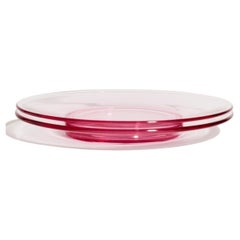 Cerise Pink Mid-Century Glass Plates Set of Two