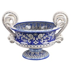 Cerium Oxide, Grey, Deruta Blue Dolphins Vase by deBlona