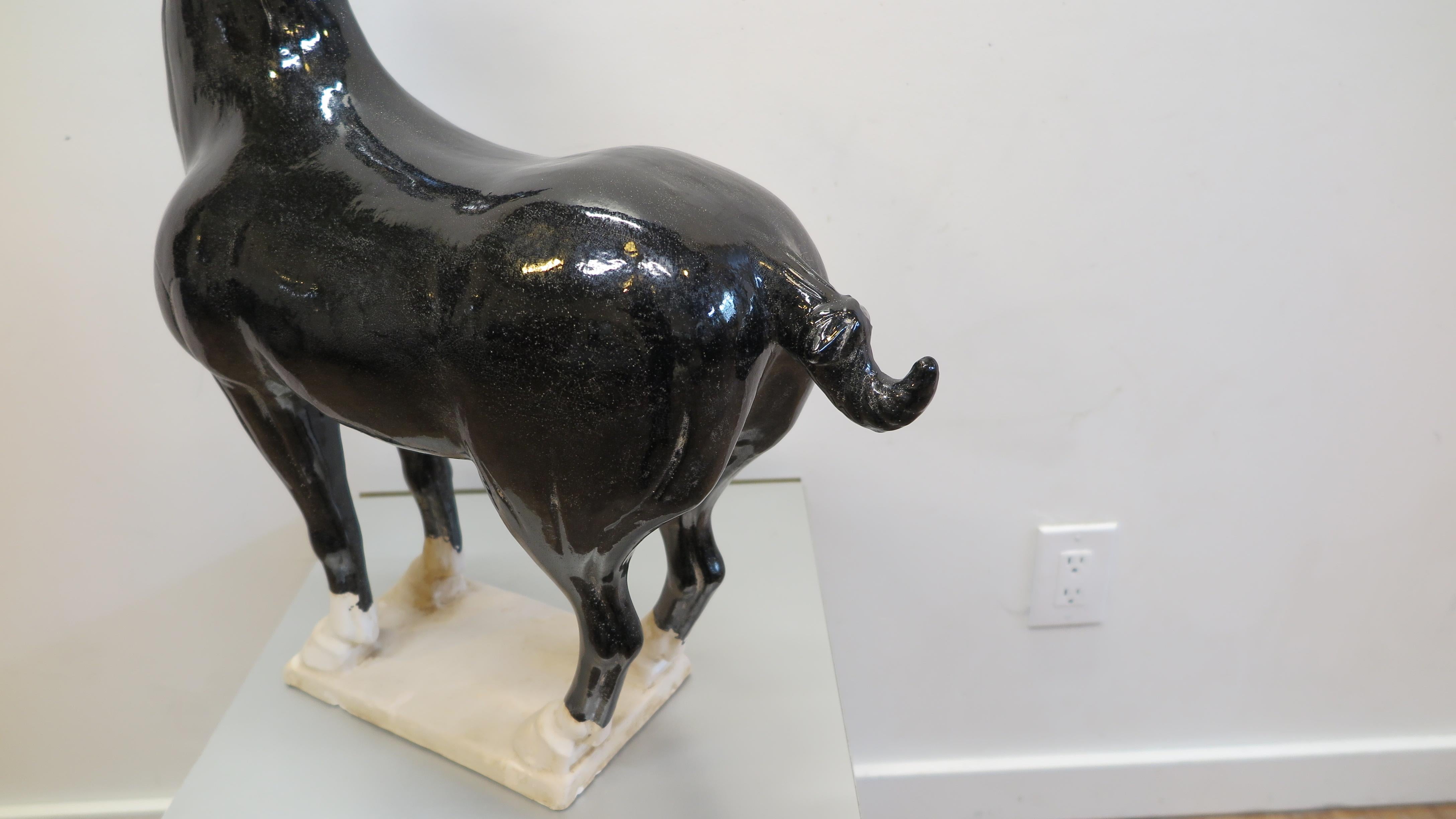 Glazed Cermaic Horse Sculpture