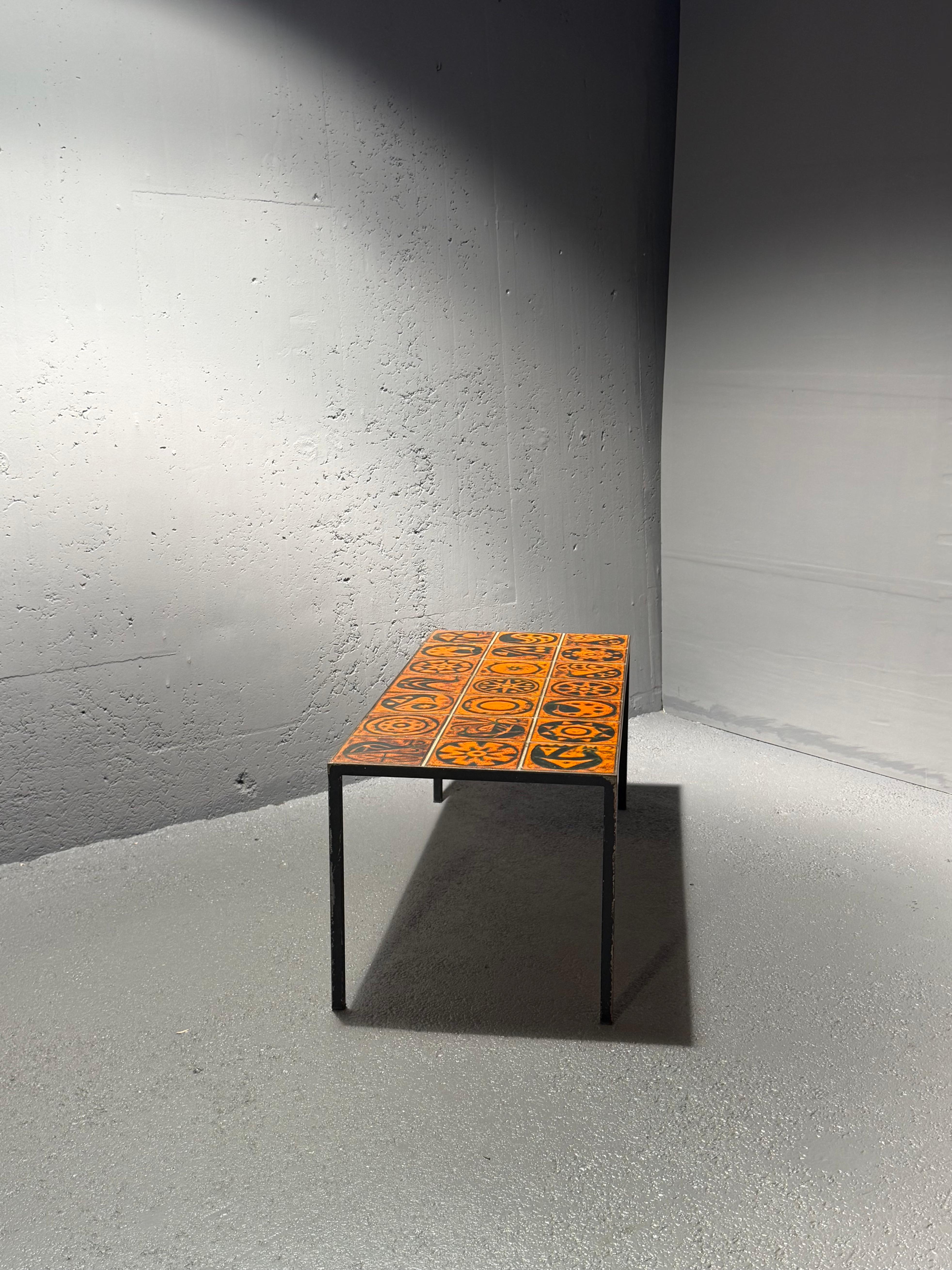 ceramic orange coffee table
