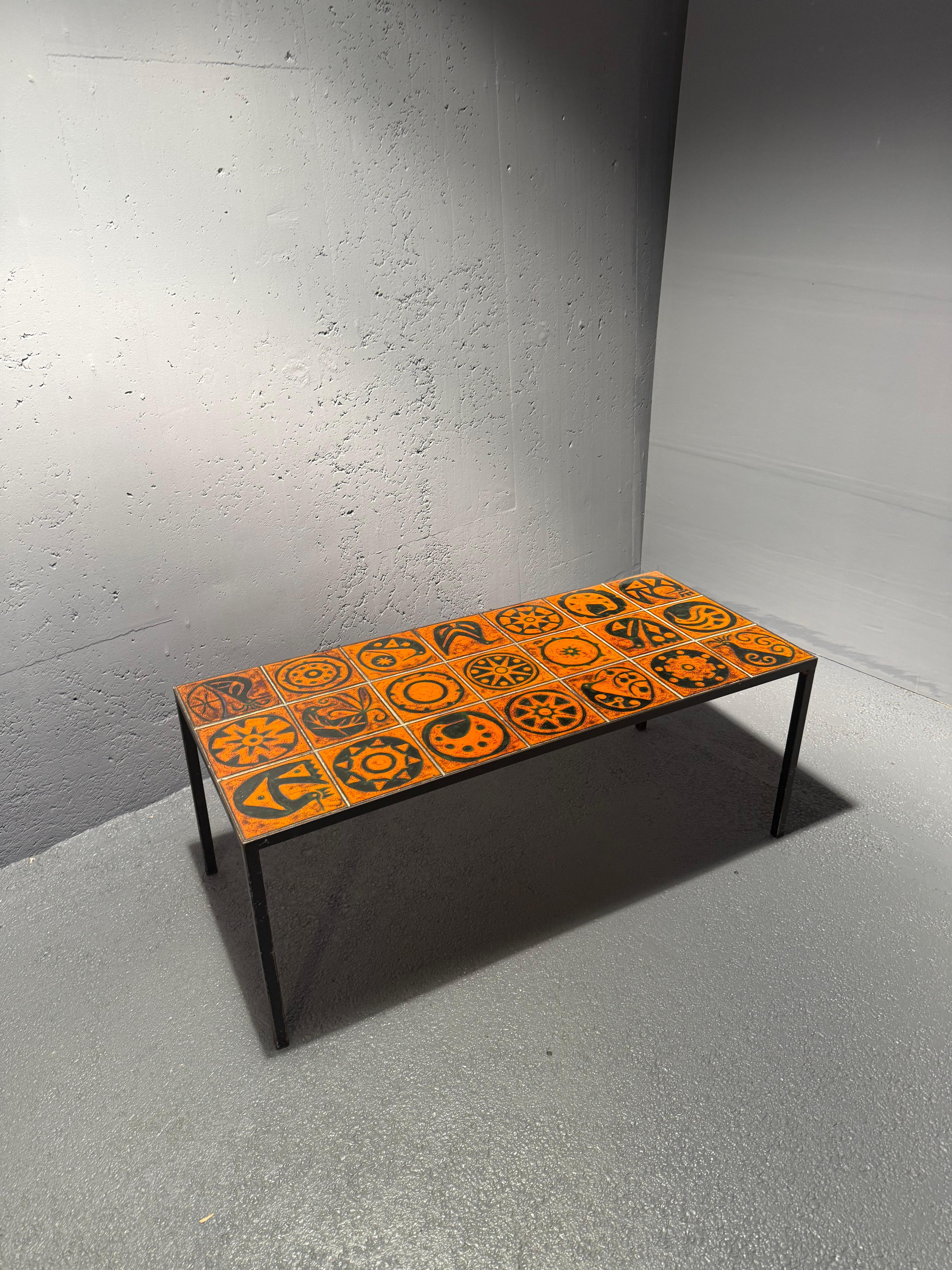 Cermaic orange coffee table For Sale 1