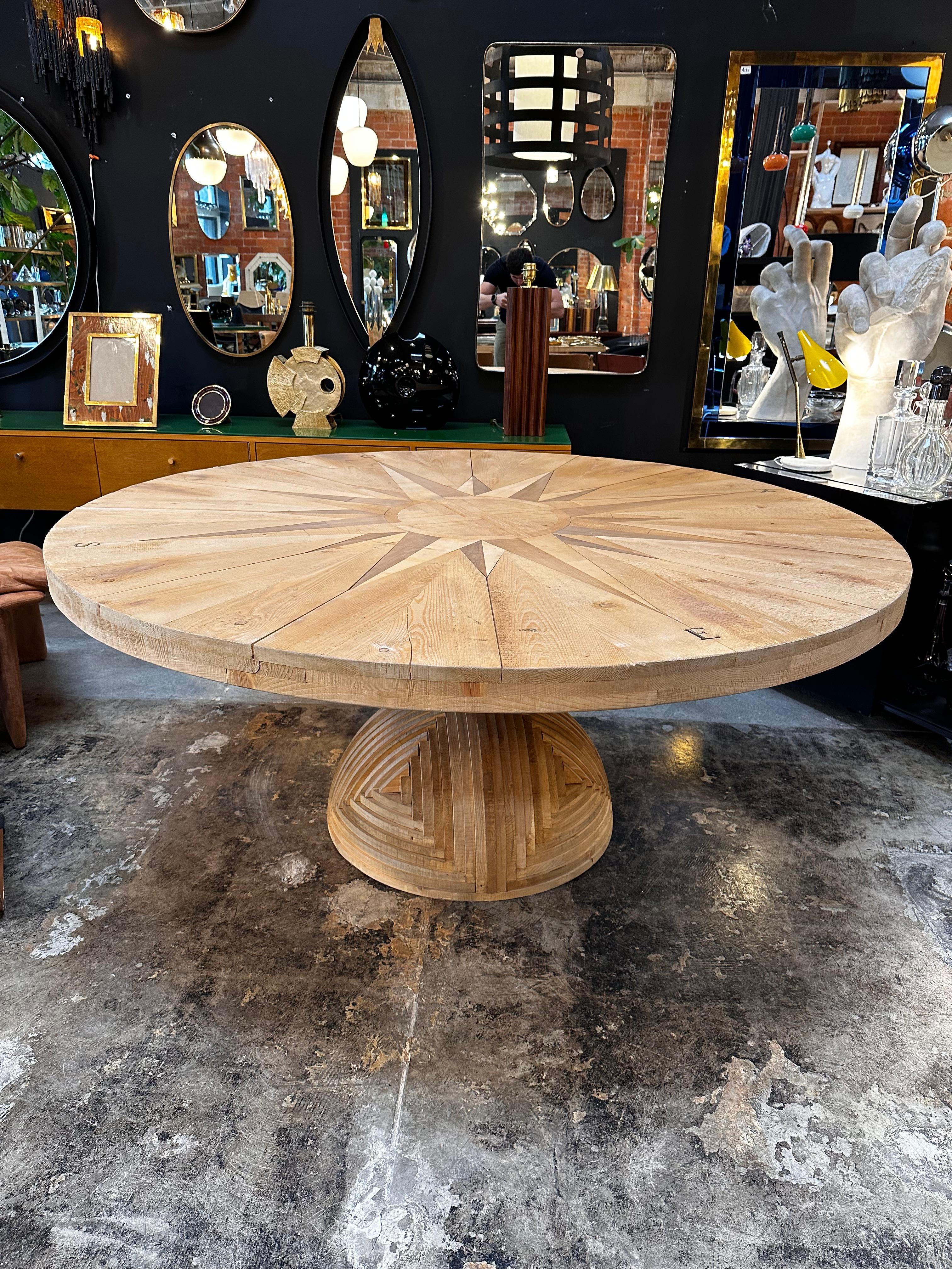 Ceroli Mario Rosa Dei Venti Round Large Table in Pinewood by Poltronova, 1970s For Sale 5