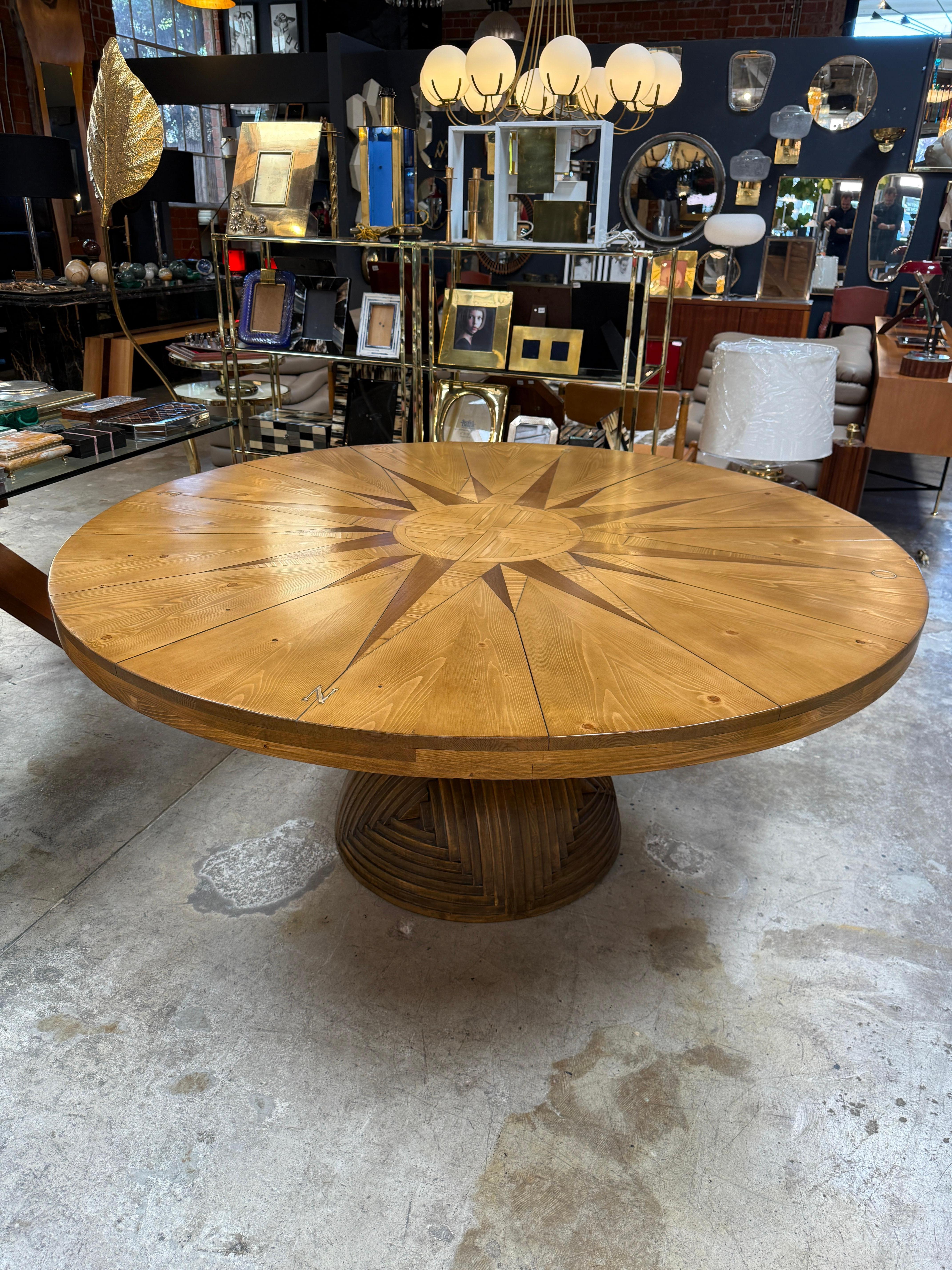 Mid-Century Modern Ceroli Mario Rosa Dei Venti Round Large Table in Pinewood by Poltronova, 1970s For Sale