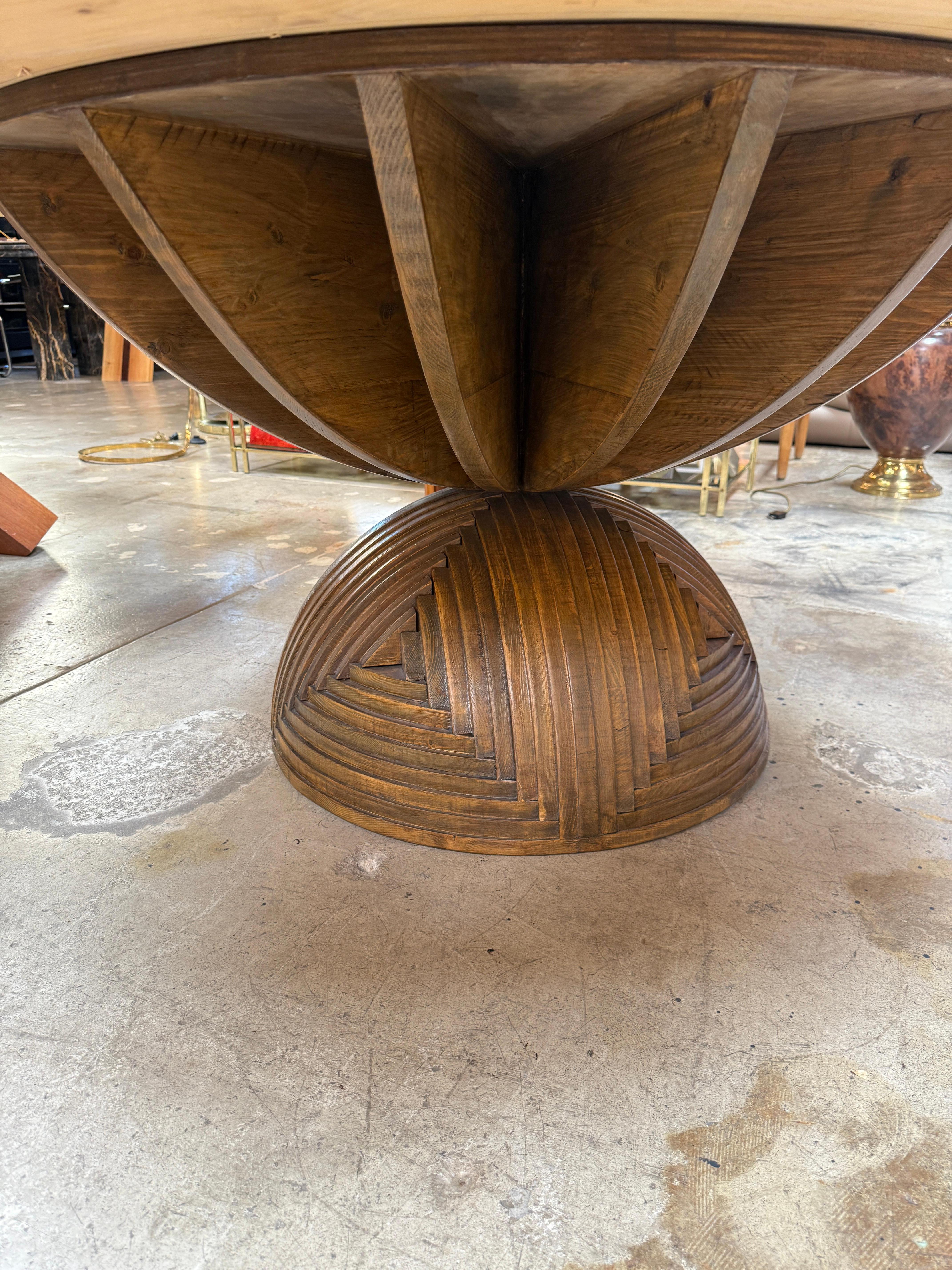 Italian Ceroli Mario Rosa Dei Venti Round Large Table in Pinewood by Poltronova, 1970s For Sale