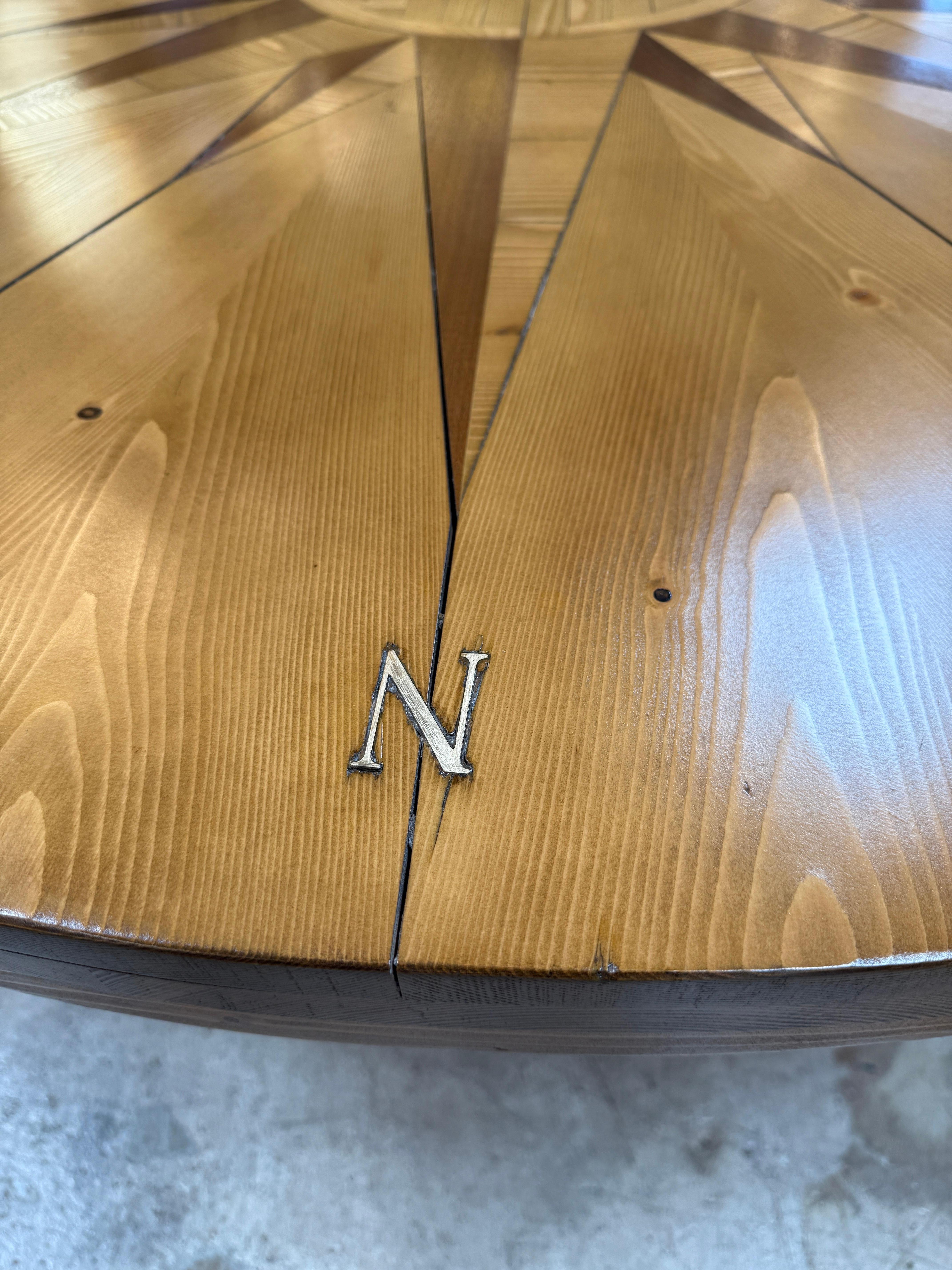 Ceroli Mario Rosa Dei Venti Round Large Table in Pinewood by Poltronova, 1970s For Sale 2
