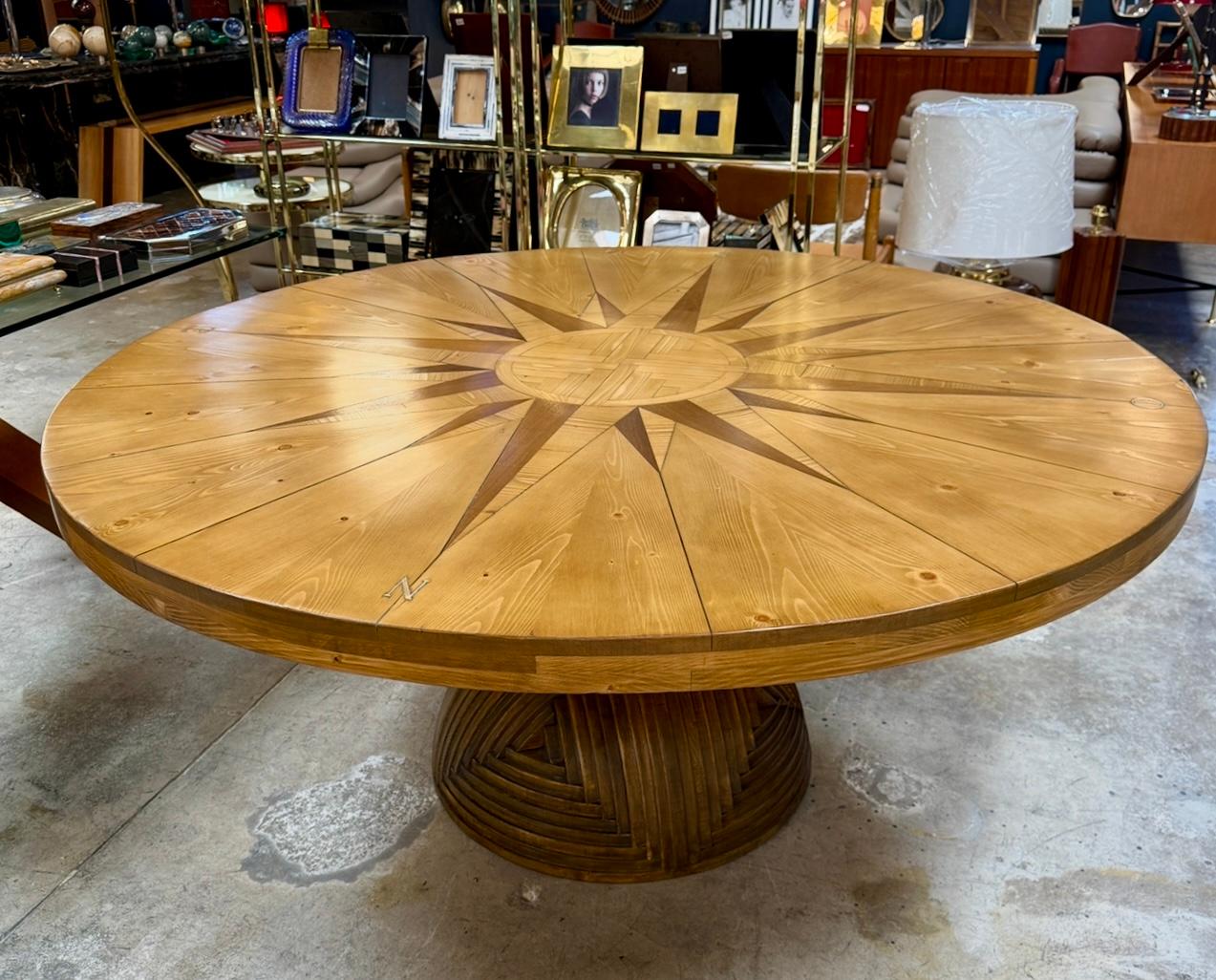 Ceroli Mario Rosa Dei Venti Round Large Table in Pinewood by Poltronova, 1970s For Sale 3