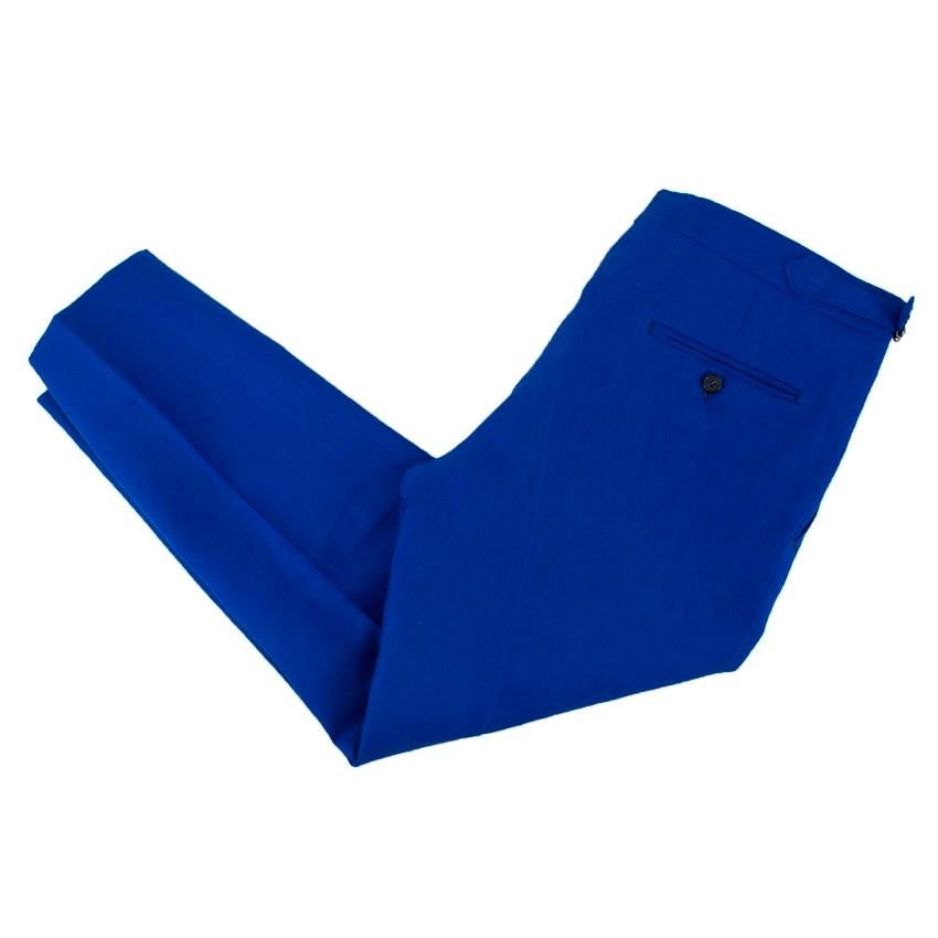 Cerrato Napoli Bespoke Blue Tailored Trousers estimated size L In Good Condition In London, GB